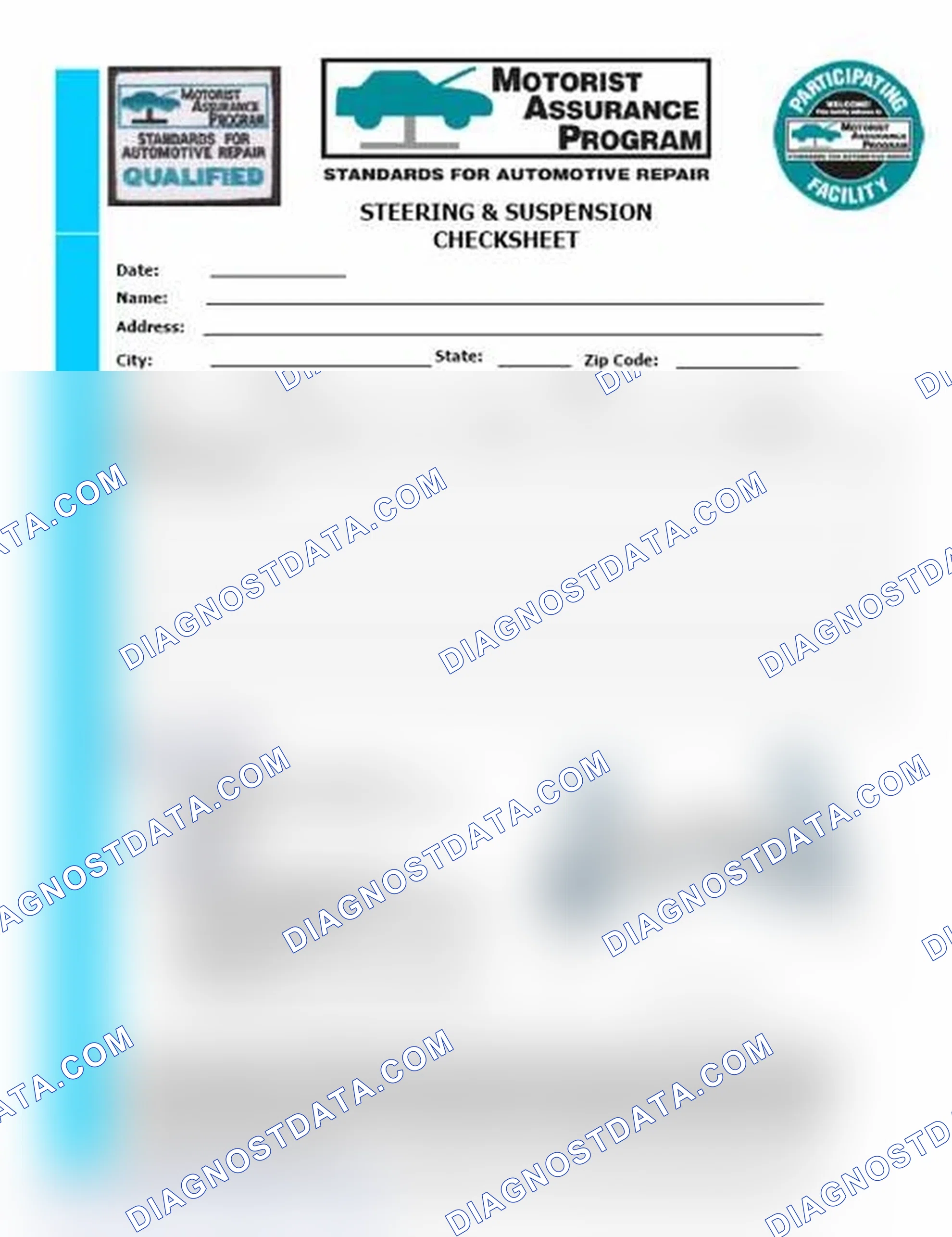 Scheme 11: Steering & Suspension Checksheet (1 Of 2)