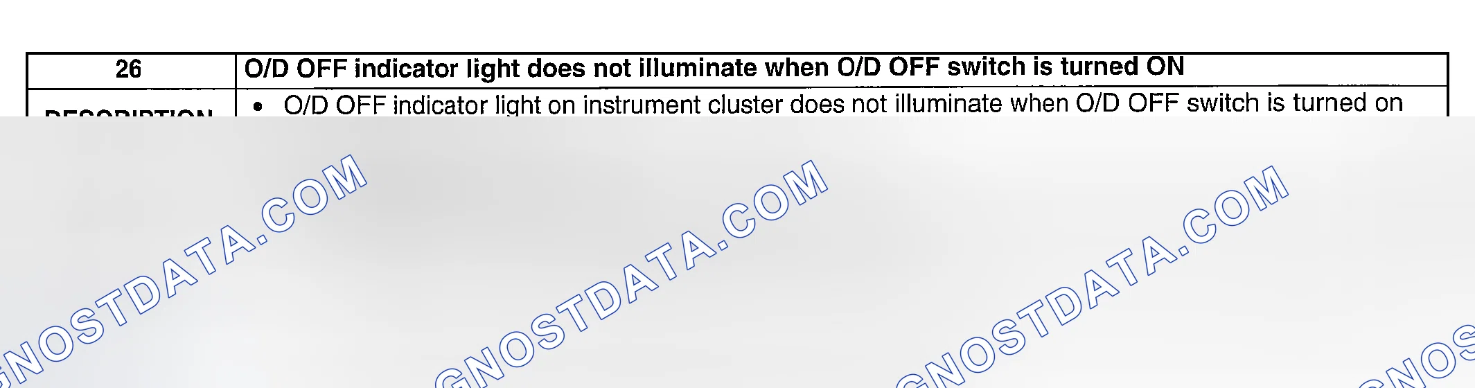 Scheme 150: NO. 26: O/D OFF INDICATOR LIGHT DOES NOT ILLUMINATE WHEN O/D OFF SWITCH IS TURNED ON