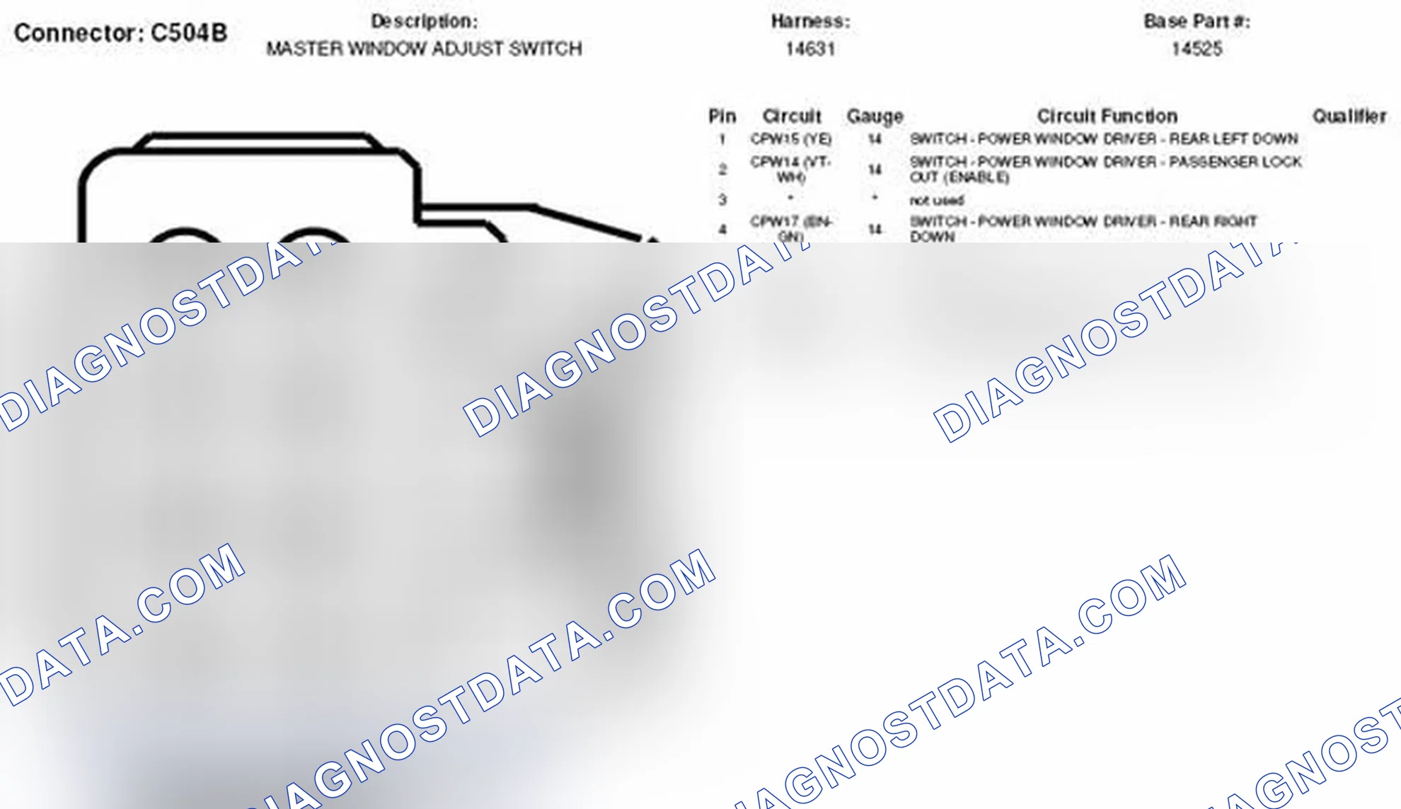 Scheme 207: Master Window Adjust Switch Connector End View (C504B)