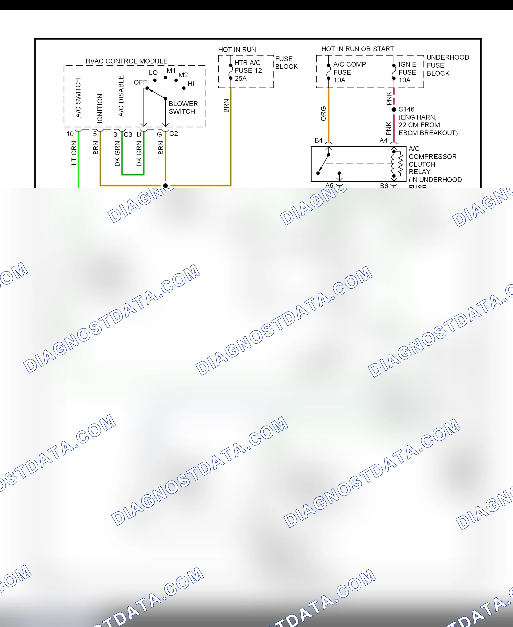 Scheme 10: A/C Compressor Clutch Control Circuit Wiring Diagram (2000 "C" & "K" Pickup, Escalade, Tahoe & Yukon - 5.7L VIN R & 7.4 VIN J)