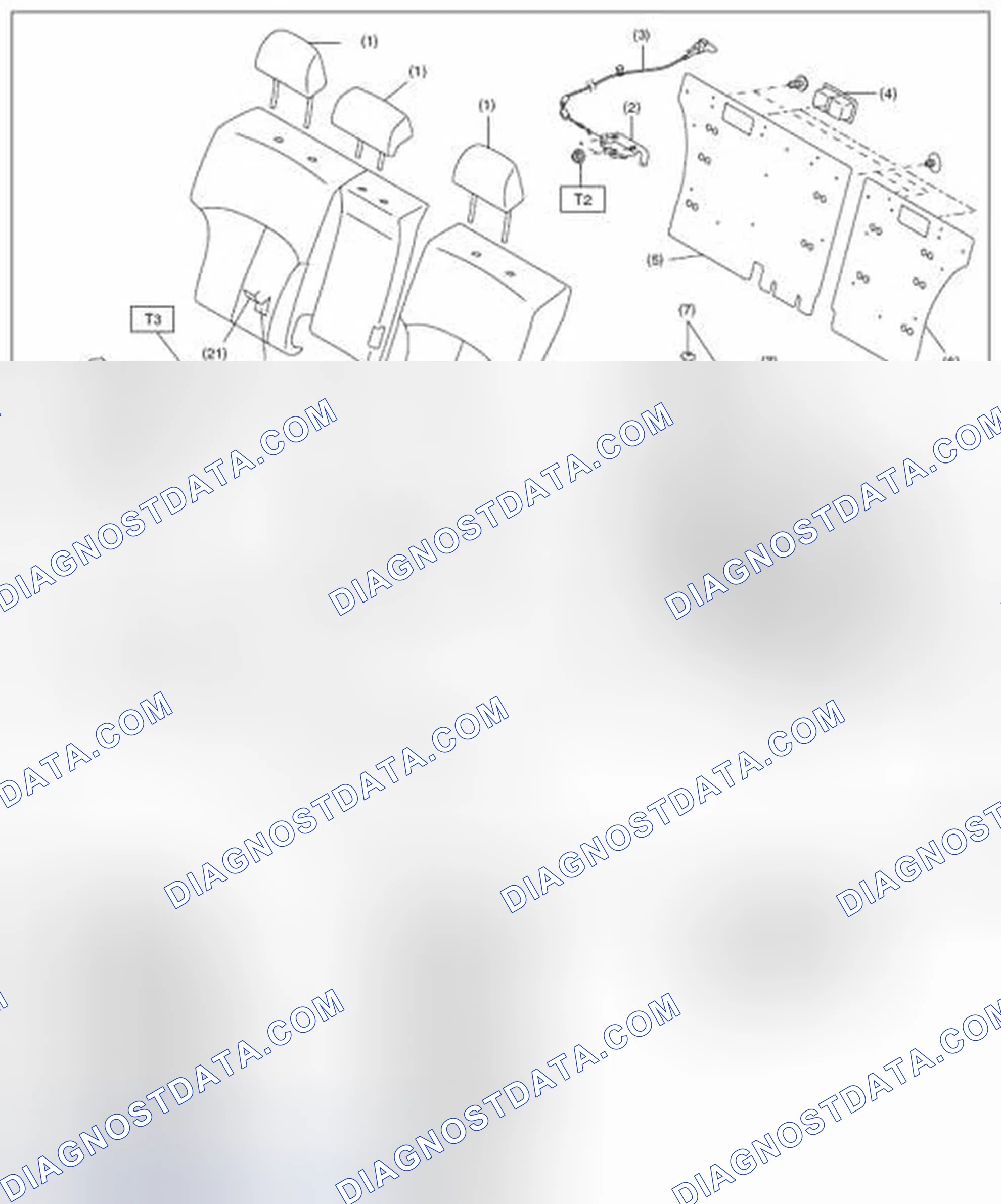 Scheme 20: Identifying Rear Seat Components With Torque Specifications (Sedan Model)