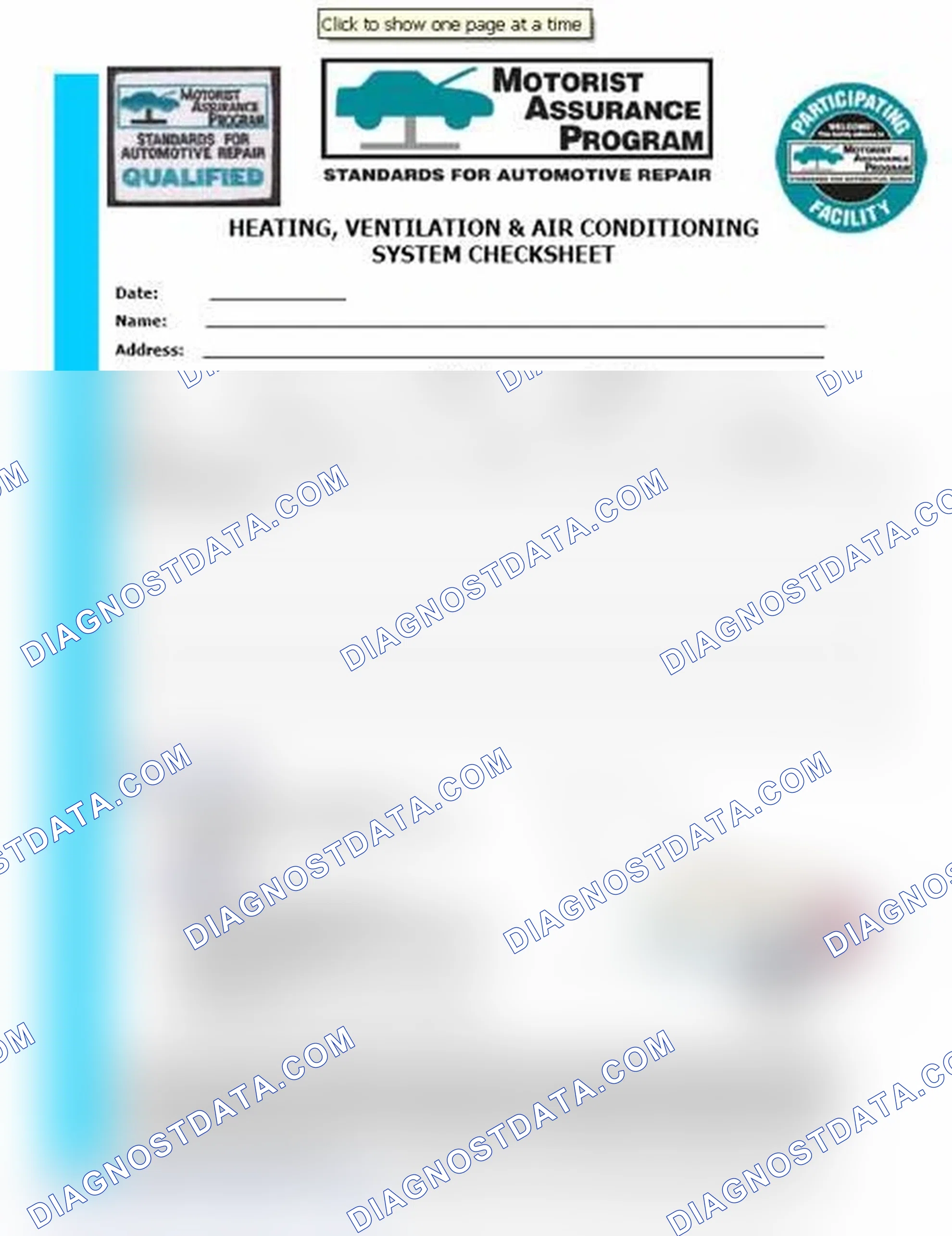 Scheme 15: Heating, Ventilation & Air Conditioning System Checksheet (1 Of 2)