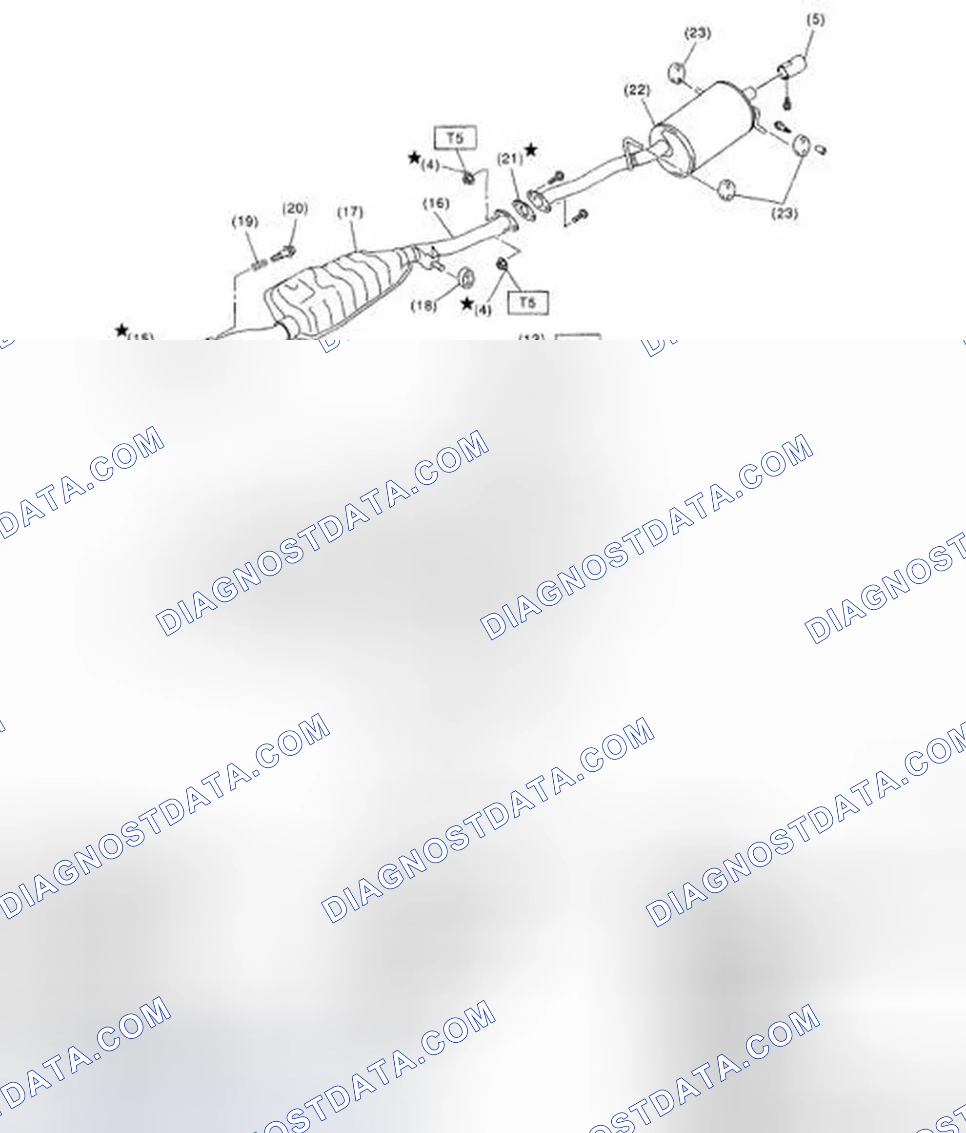 Scheme 16: Identifying Center And Rear Exhaust Pipe, And Muffler With Torque Specification
