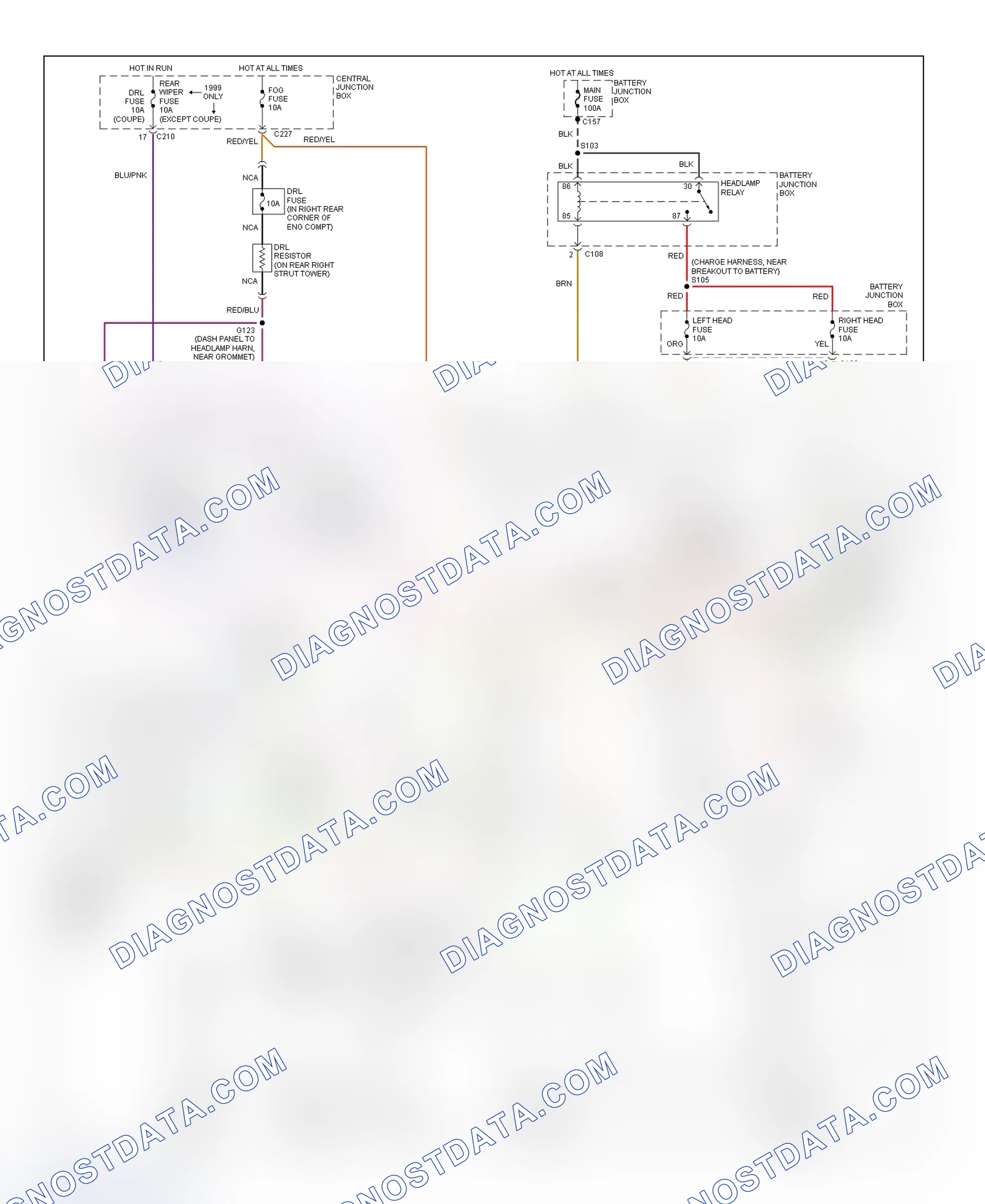 Scheme 27: Daytime Running Lights Wiring Diagram (Escort & Tracer - With DRL)