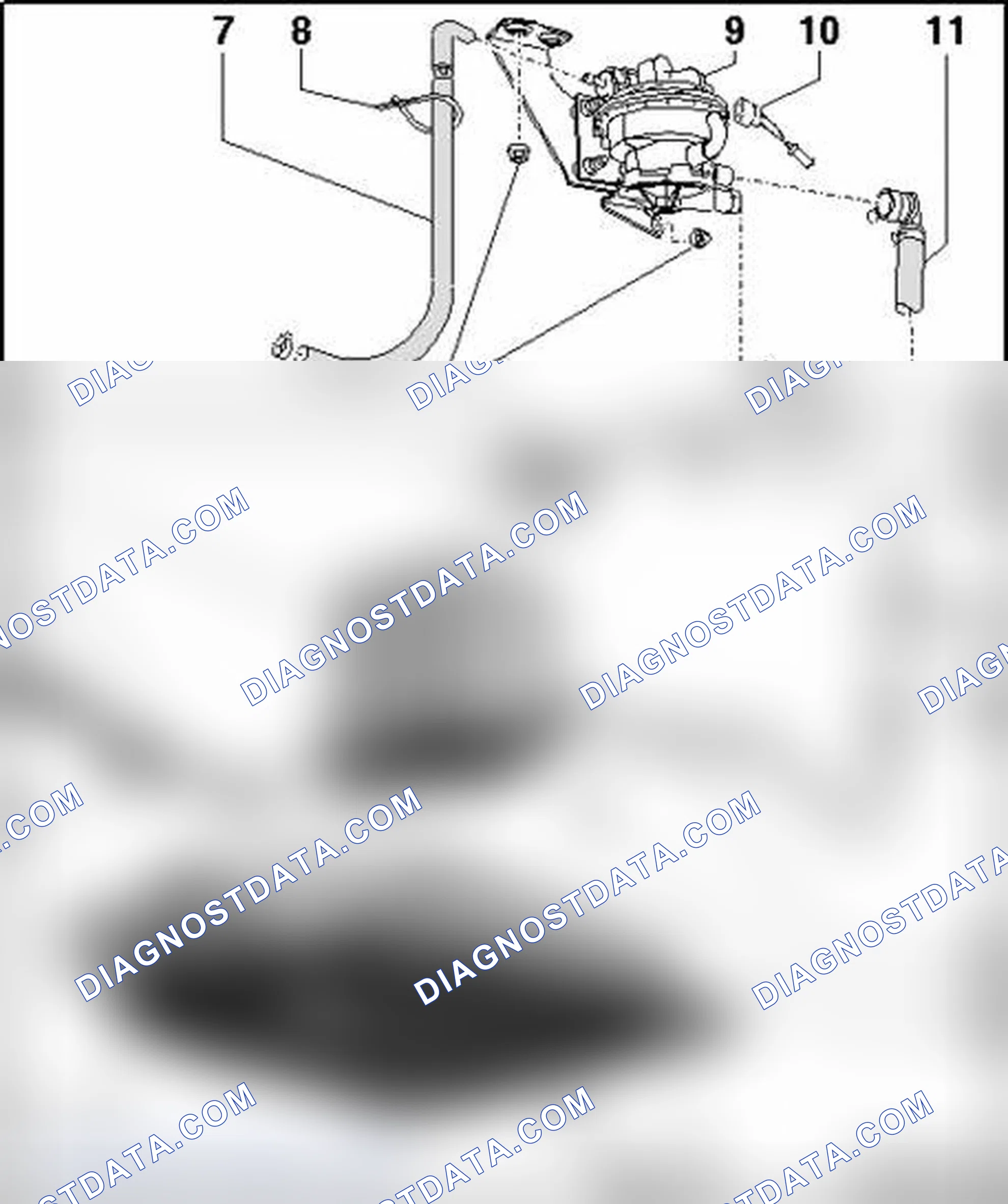 Scheme 585: EVAP canister/leak detection system, 8-cyl. FSI engine (Audi RS4), component overview