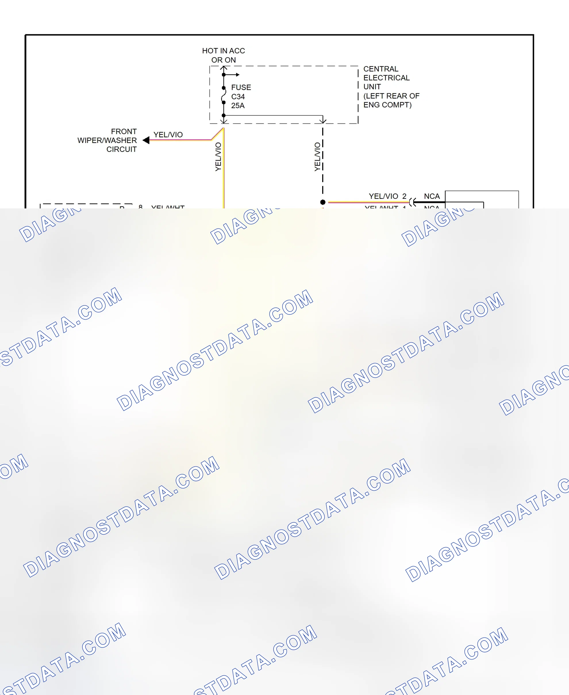 Fig. 12: Headlight Wiper/Washer System Wiring Diagram (C70, S70 & V70)