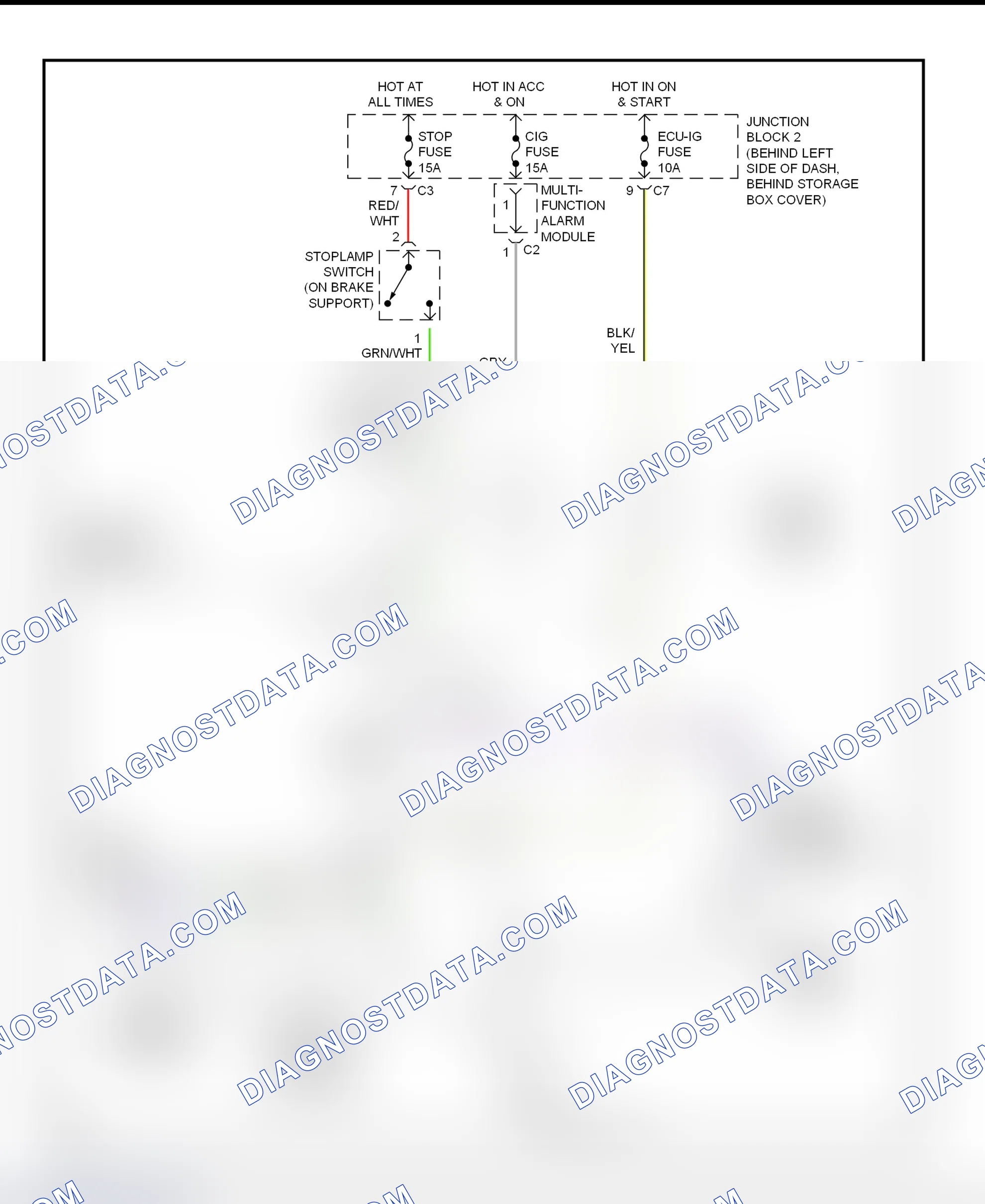 Fig. 38: Shift Interlock System Wiring Diagram (1999 Prizm)
