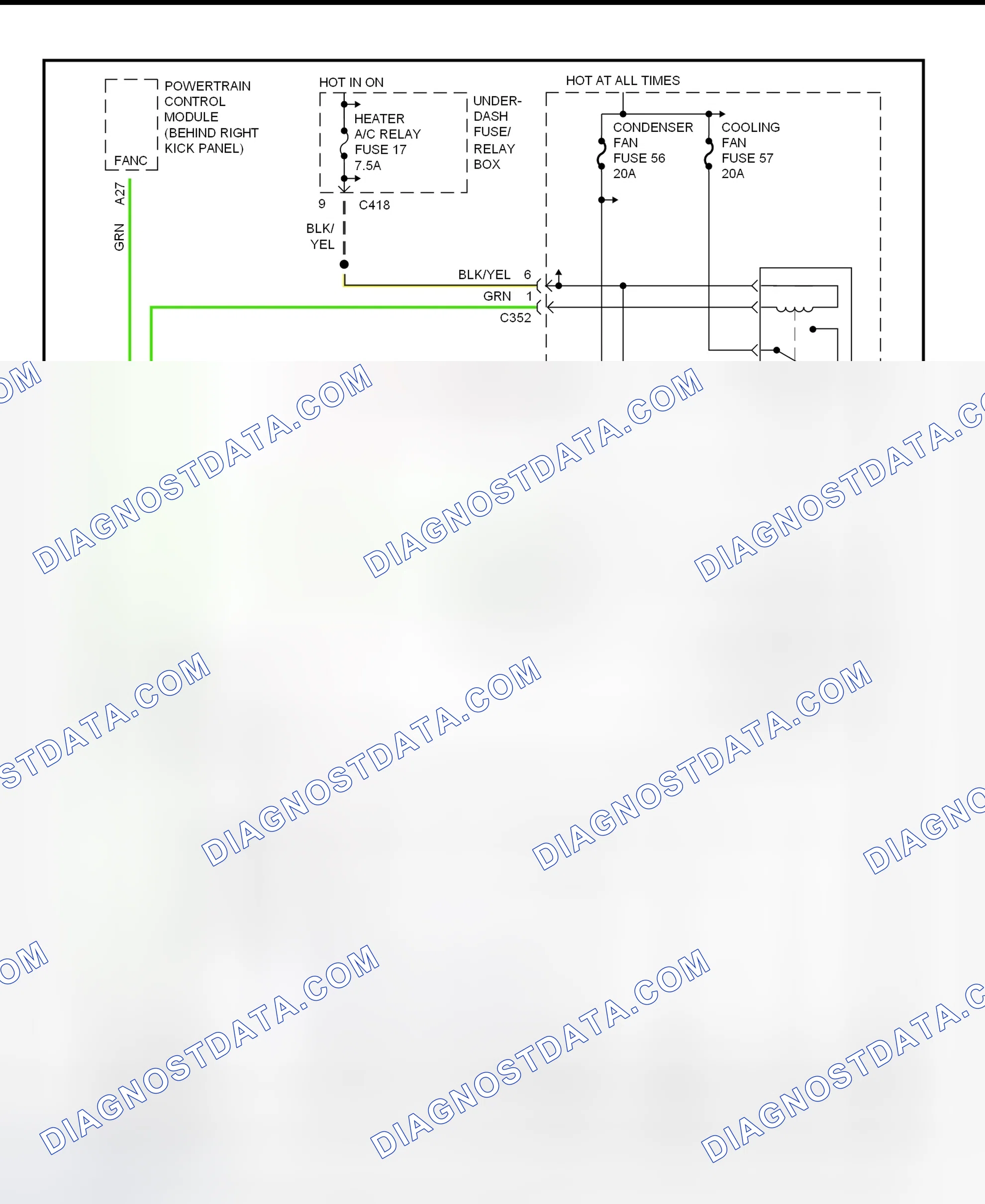 Scheme 9: Electric Cooling Fan System Wiring Diagram (1997 CR-V)
