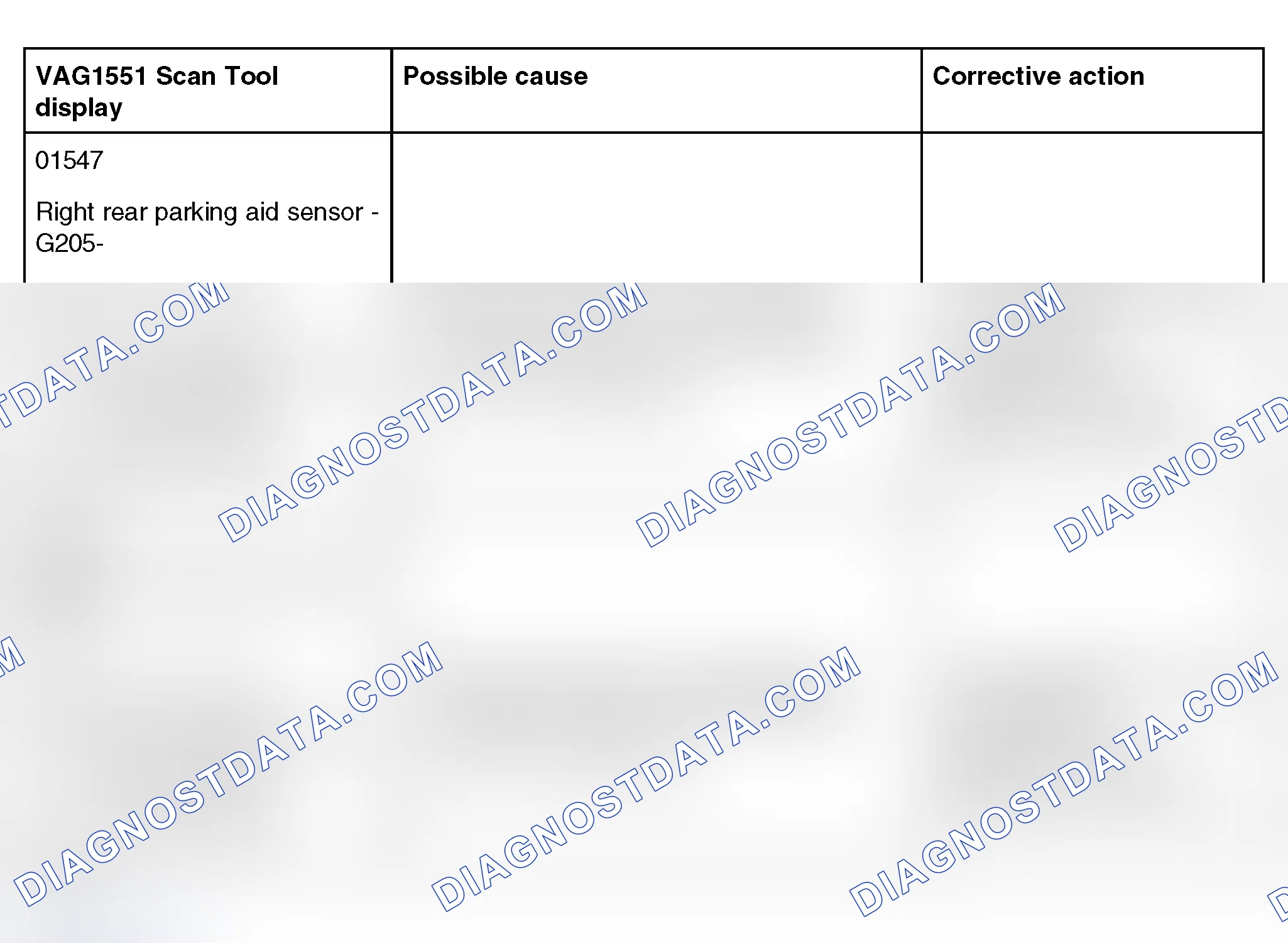 Scheme 393: Diagnostic Trouble Code Table - Acoustic Parking System (01547 And 01548)