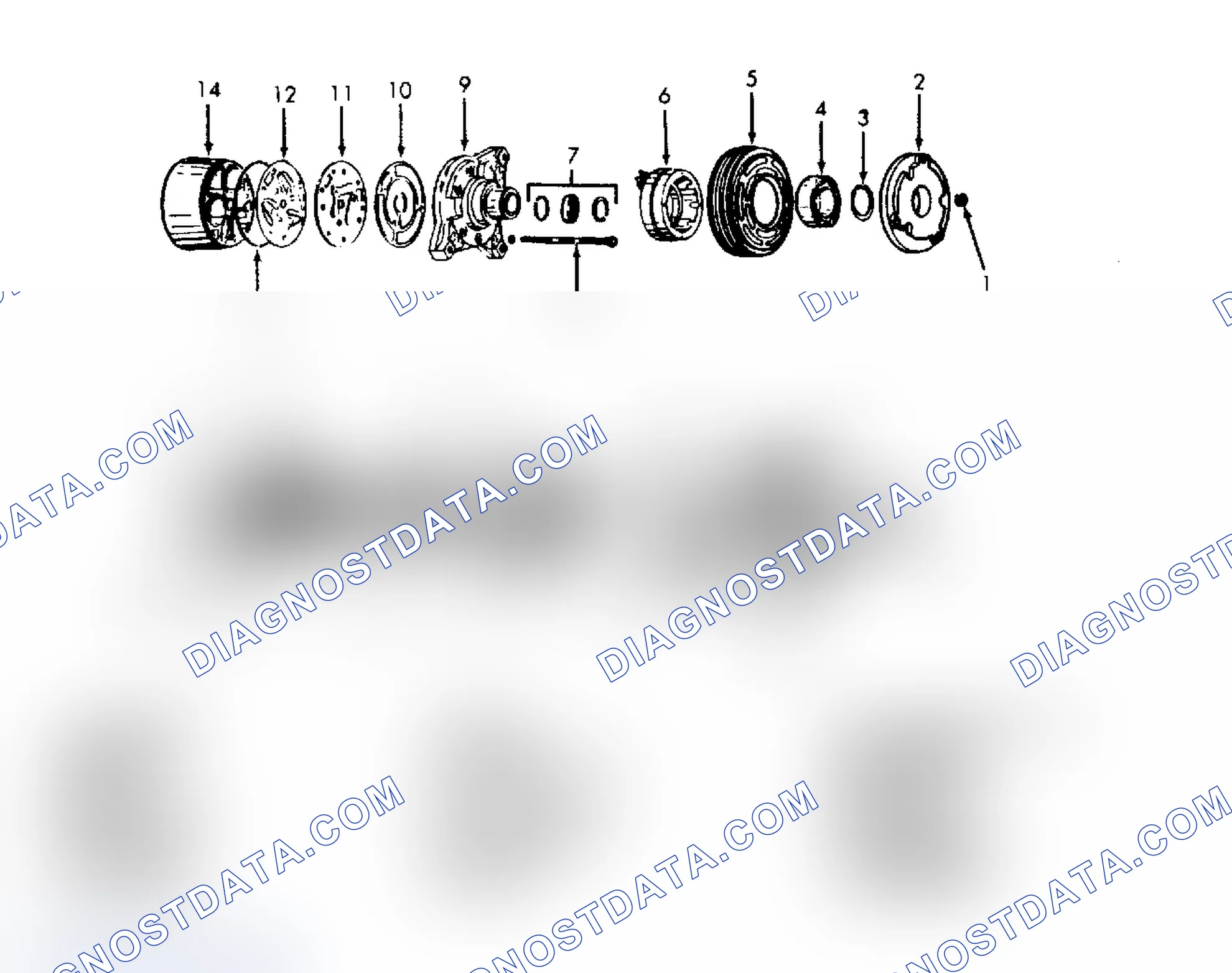 Scheme 6: Exploded View of Harrison HR-6 6-Cylinder Compressor
