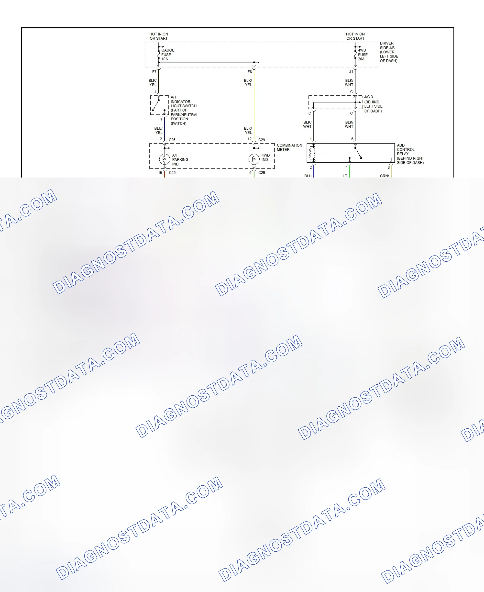 Fig. 15: Automatic Disconnecting Differential System Wiring Diagram (1999-2000 4Runner Without 2-4 Select Switch)