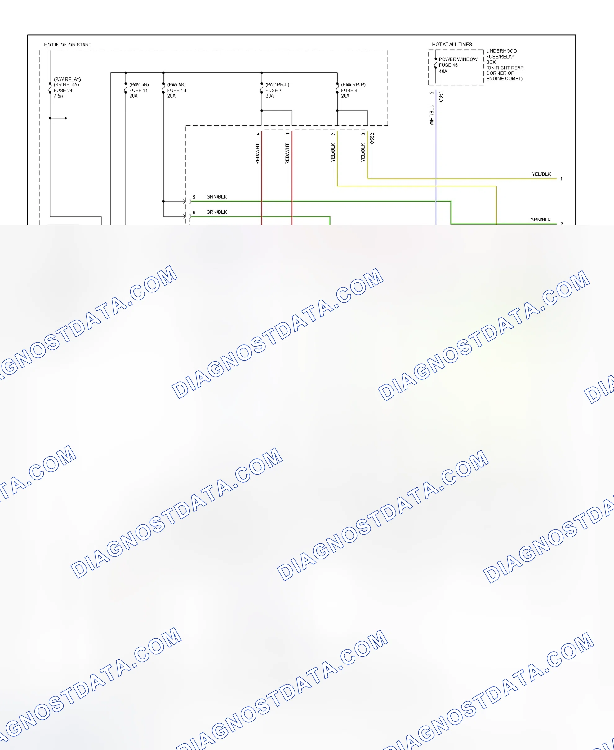Scheme 3: Power Windows System Wiring Diagram (Civic - 1 Of 2)