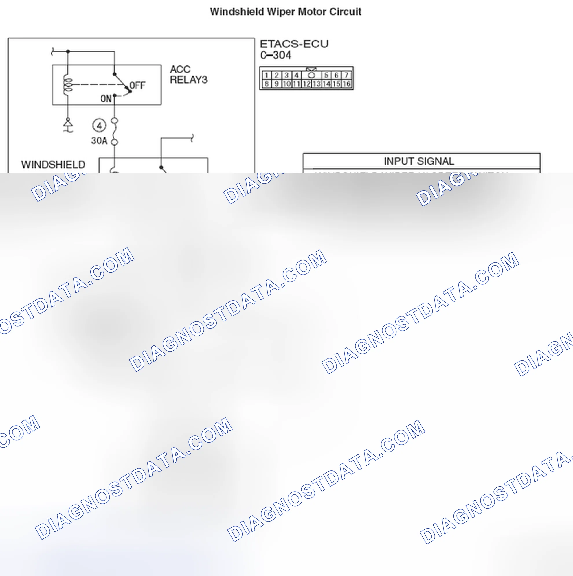 Scheme 9: INSPECTION PROCEDURE 2: The windshield wipers do not work when the wiper switch is at the "INT", "Wa