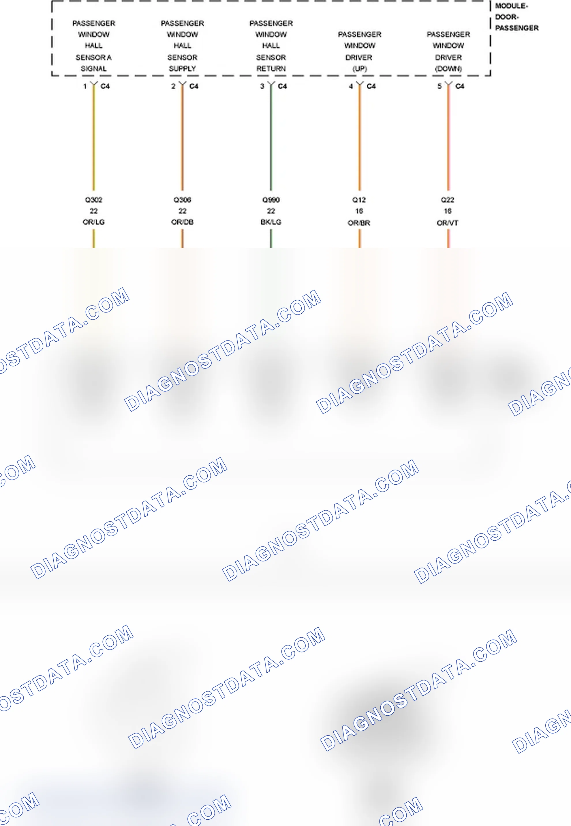 Scheme 442: B185E-11-PASSENGER WINDOW CONTROL - CIRCUIT SHORT TO GROUND