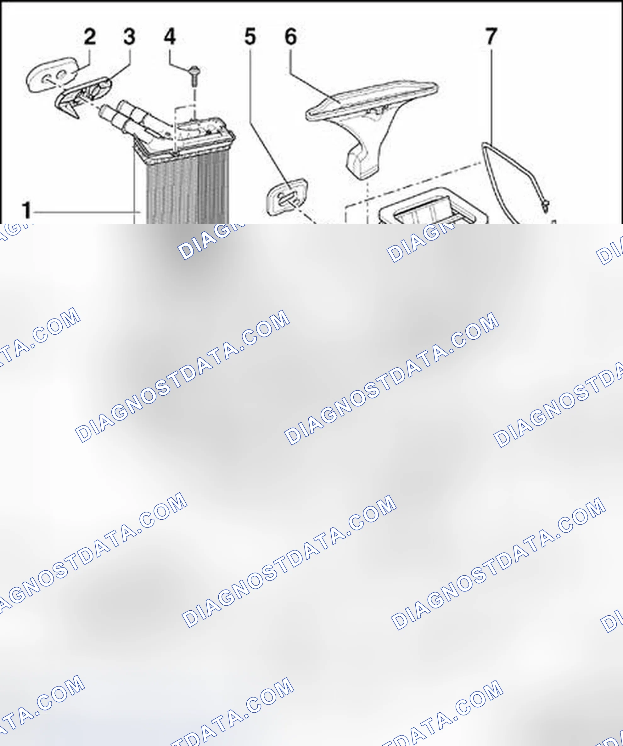 Scheme 81: Heating and A/C unit (with heater core and evaporator) mechanical components, overview