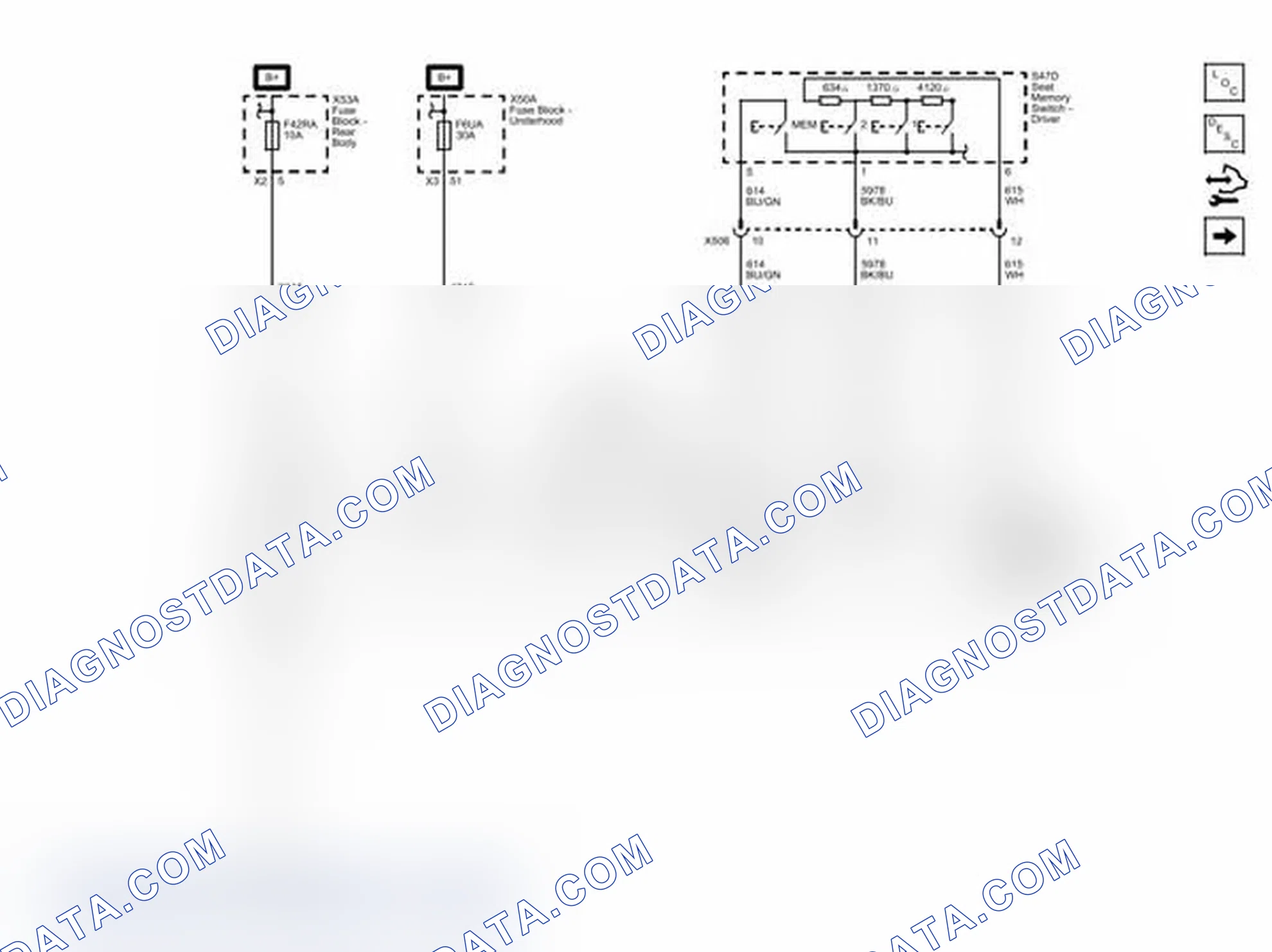 Scheme 62: Power, Ground, Serial Data and Seat Memory Switch (A45)
