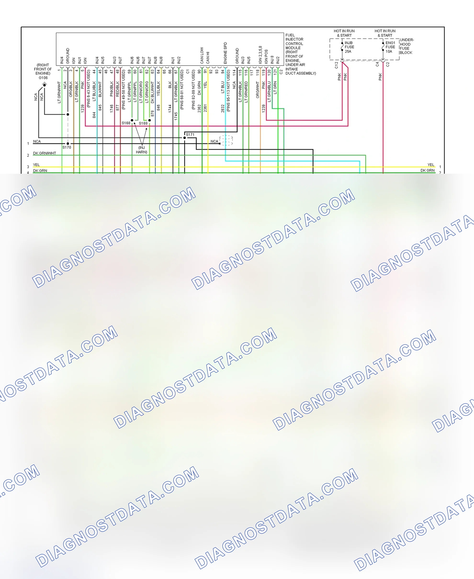 Scheme 62: PCM Wiring Diagram (Sierra & Silverado - 6.6L - Except California - 3 Of 4)