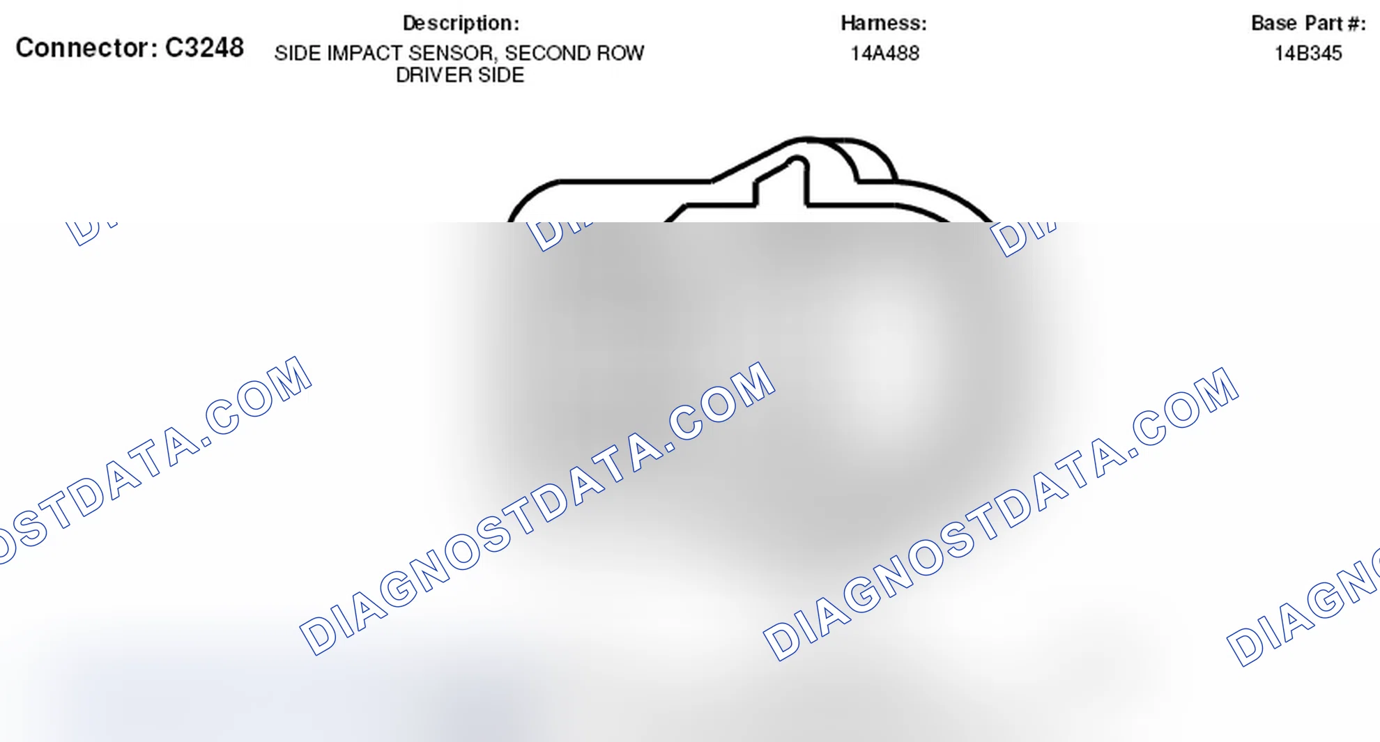 Scheme 356: Second Row Driver Side Side Impact Sensor Connector End View (C3248)