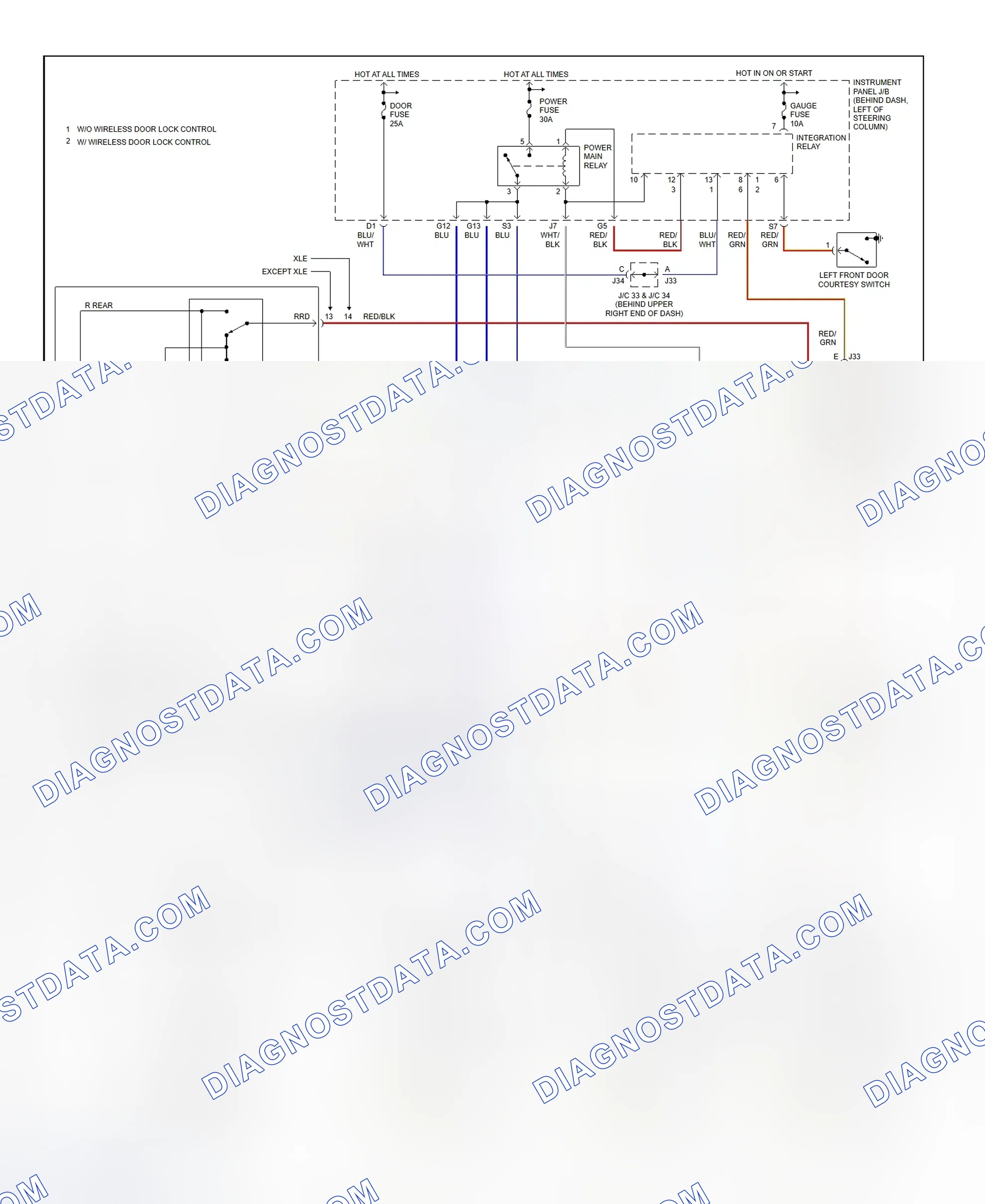 Scheme 8: Power Window System Wiring Diagram (Camry 2.2L & 3.0L)