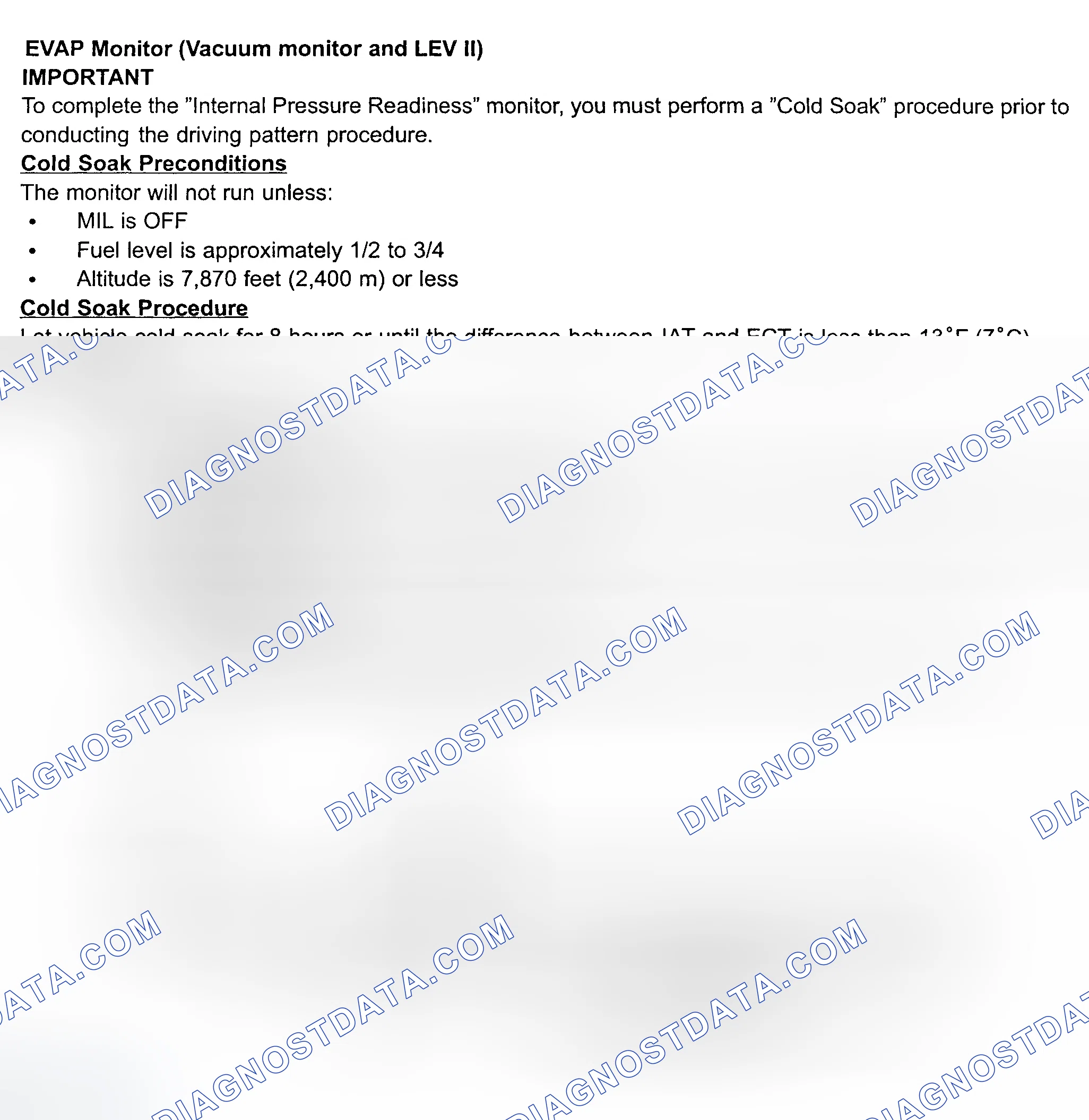 Scheme 209: EVAP Monitor & Drive Cycle Pattern