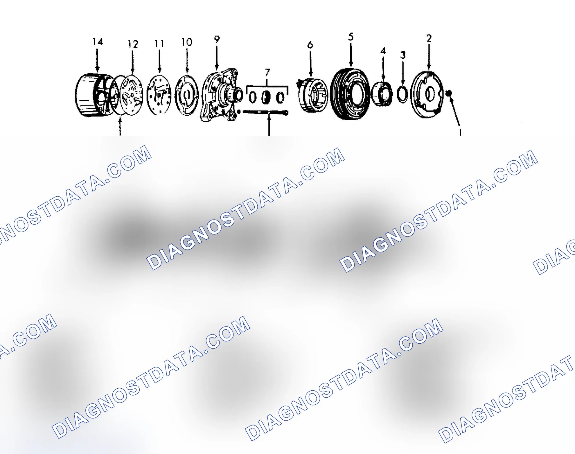 Scheme 30: Exploded View of Harrison HR-6 6-Cylinder Compressor