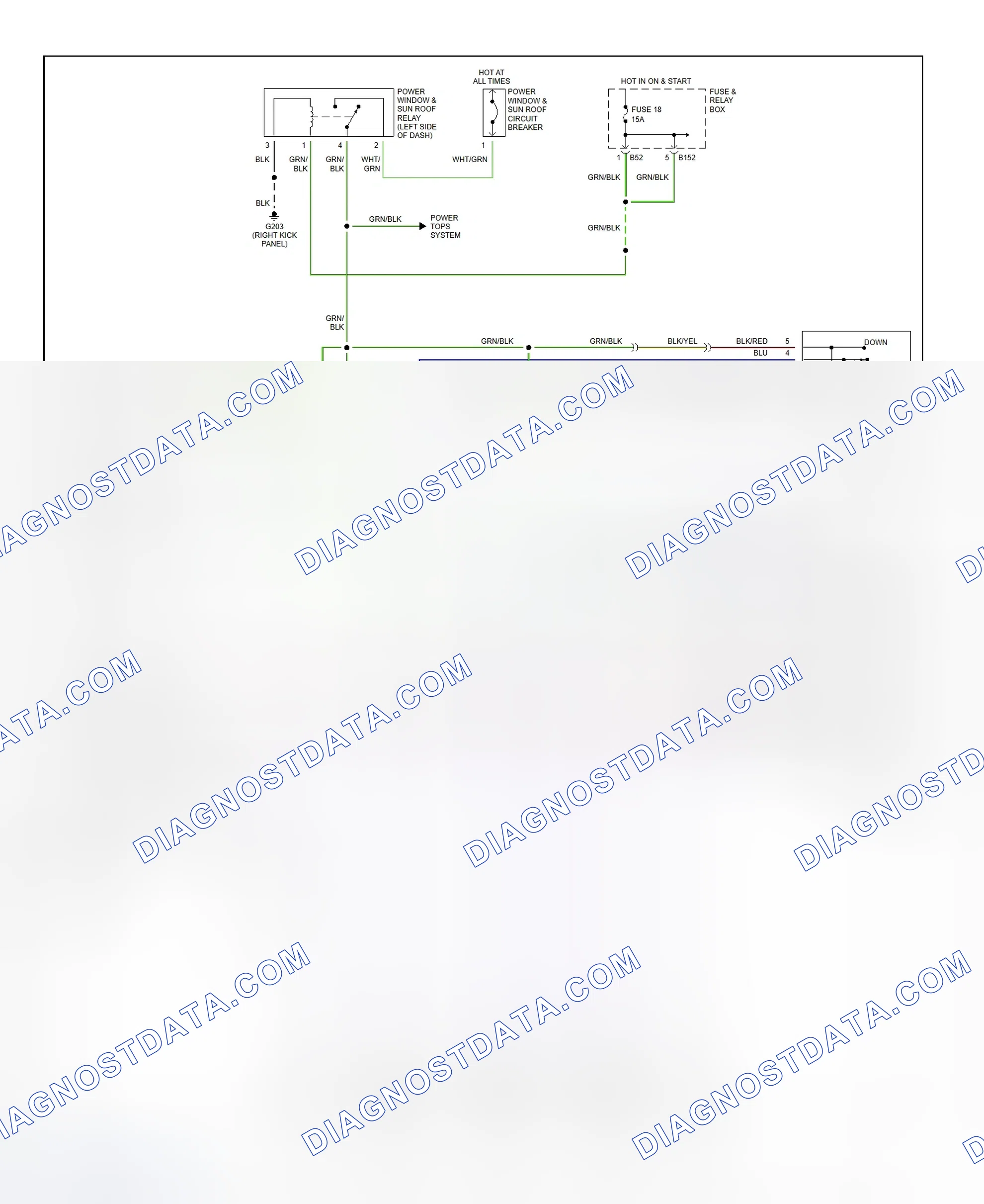 Scheme 8: Power Window System Wiring Diagram (Impreza - Sedan & Wagon)