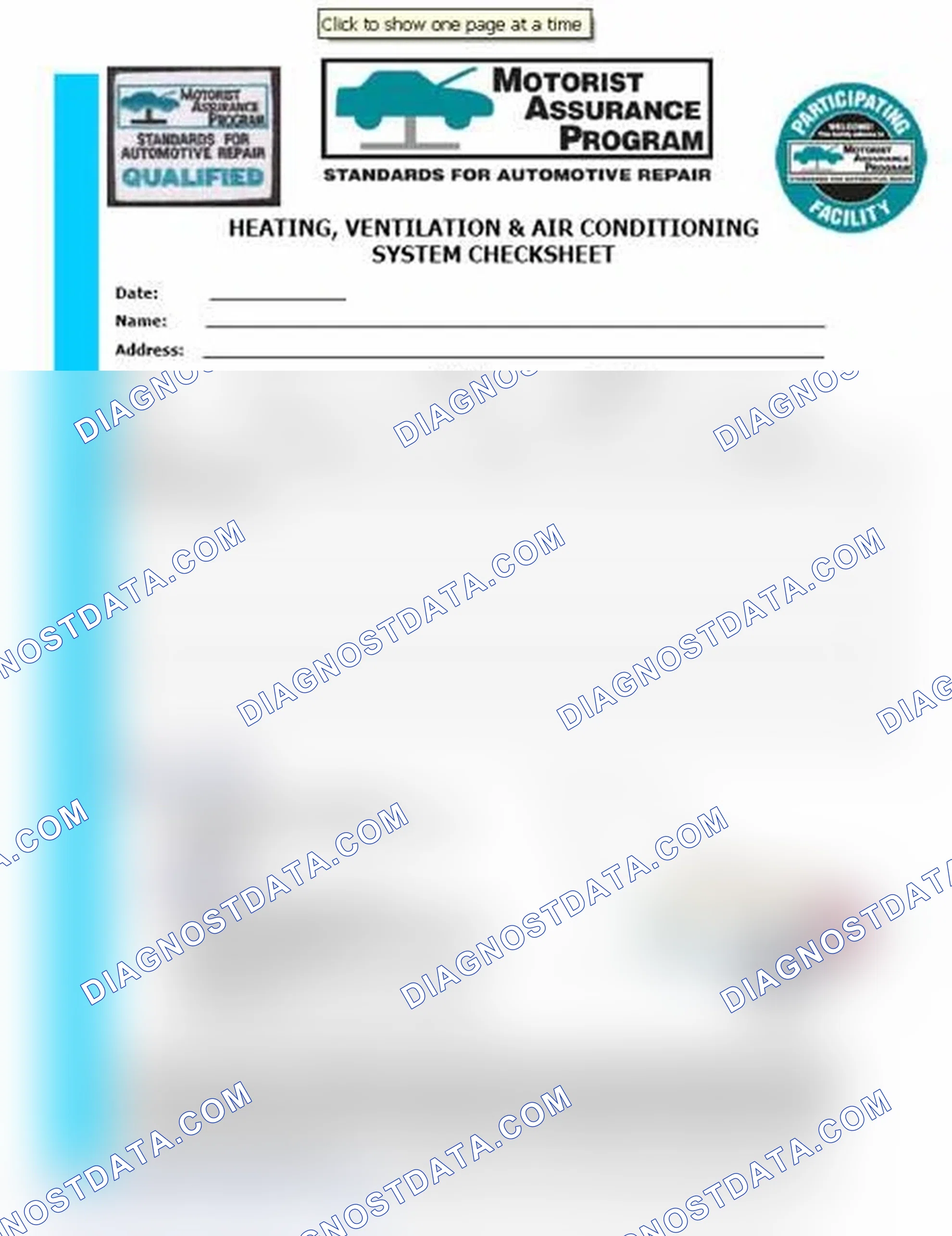 Scheme 15: Heating, Ventilation & Air Conditioning System Checksheet (1 Of 2)