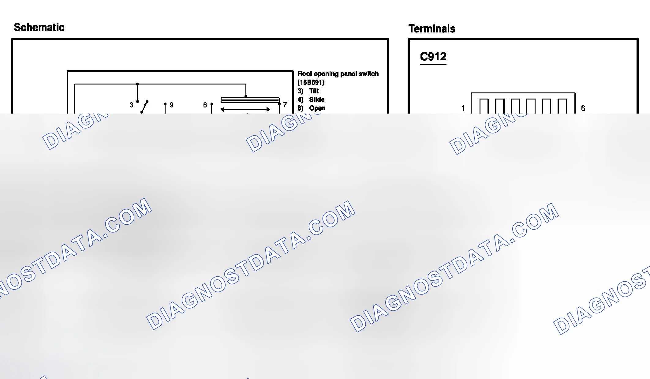 Scheme 105: Roof opening panel switch (15B691)
