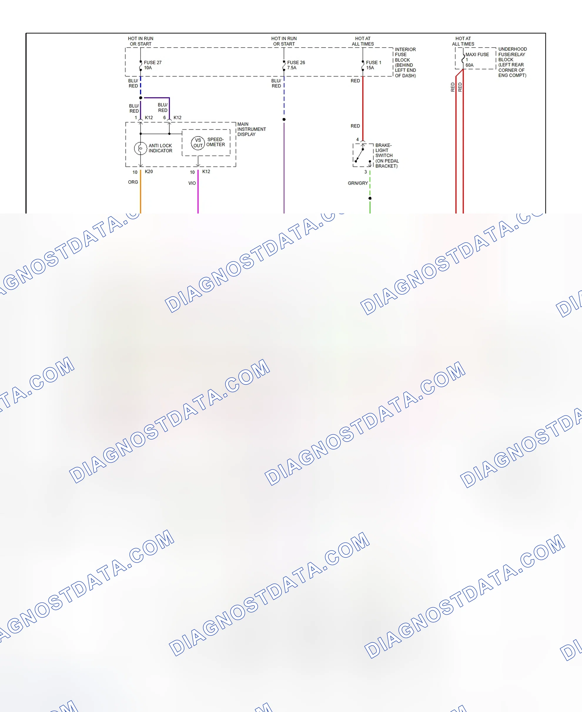 Fig. 17: Anti-Lock Brake System Without Traction Control Wiring Diagram (1999-2000 9-5)