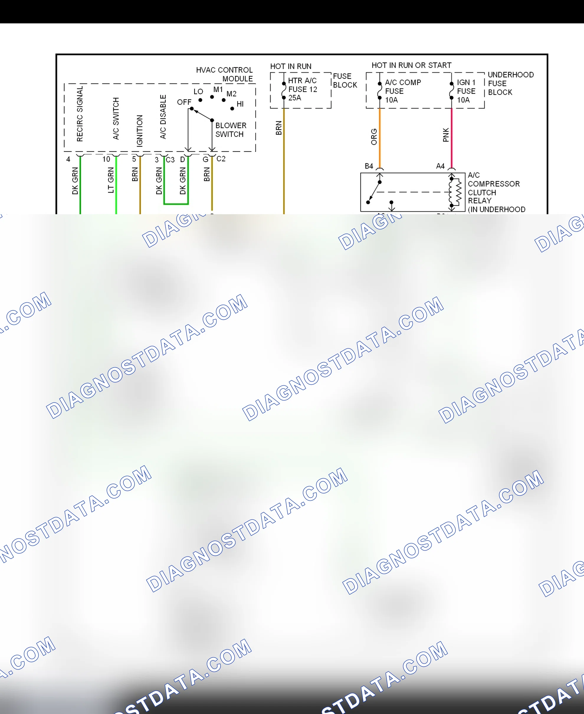 Scheme 14: A/C Compressor Clutch Control Circuit Wiring Diagram ("C" & "K" Pickups, Suburban, Tahoe & Yukon - Diesel Engine)