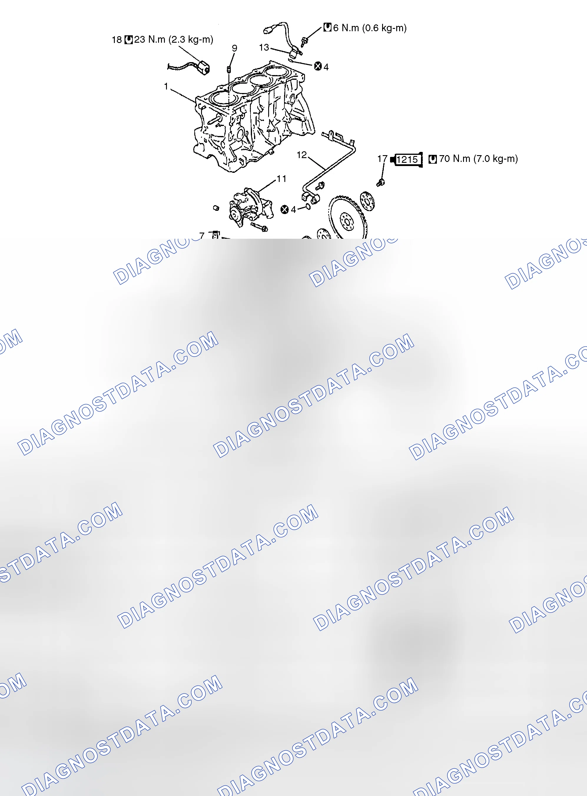 Scheme 189: Main Bearings, Crankshaft and Cylinder Block Components