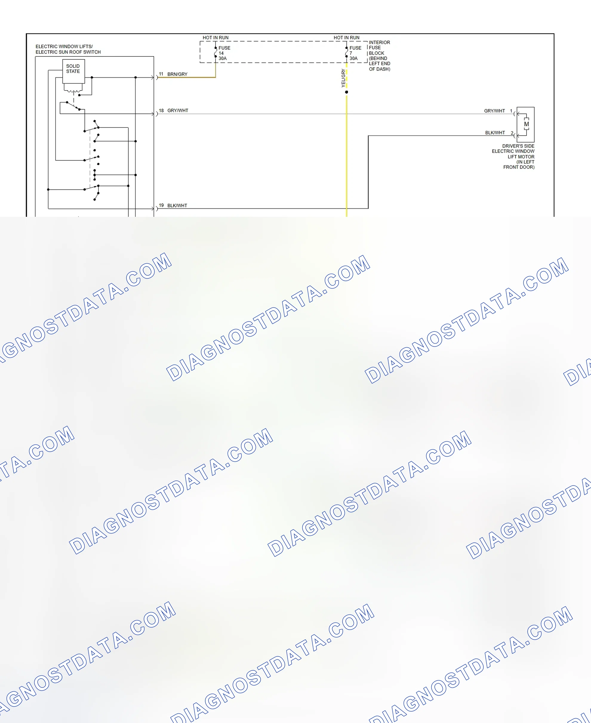 Scheme 6: Power Window System Wiring Diagram (1999 9-3)