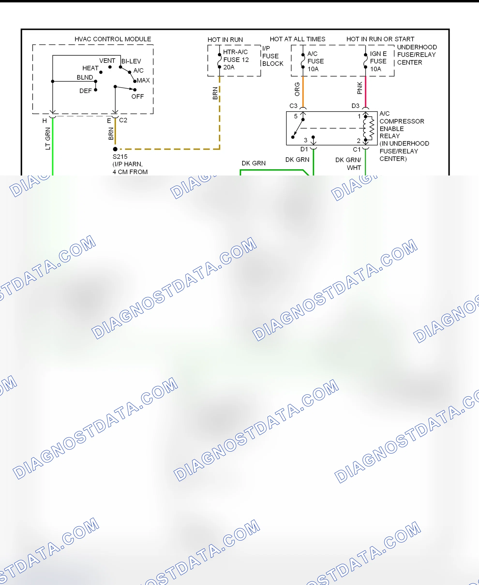 Scheme 23: A/C Compressor Clutch Control Circuit Wiring Diagram (2000 Express & Savana - Except Diesel Engine)