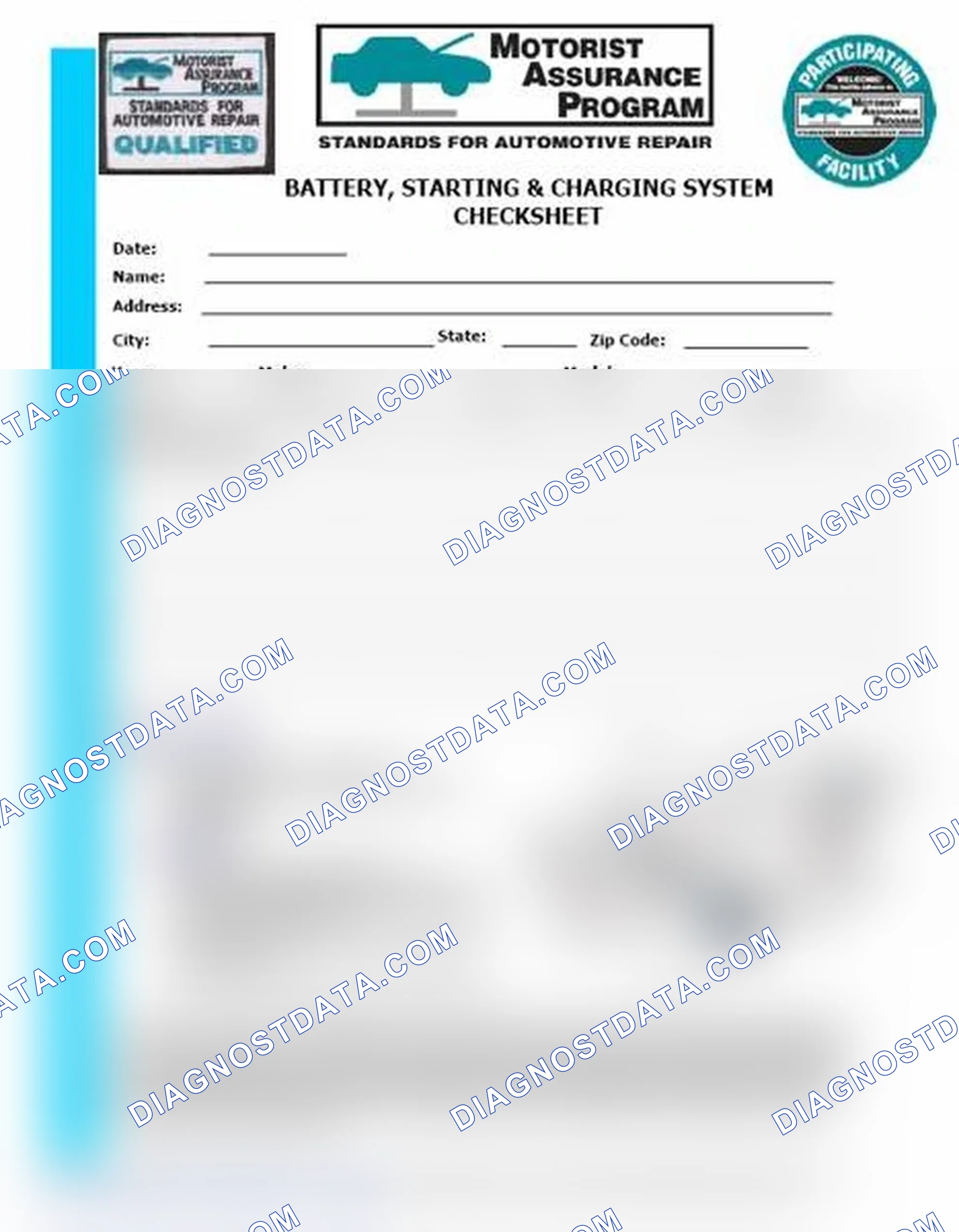 Scheme 3: Battery, Starting & Charging System Checksheet (1 Of 2)