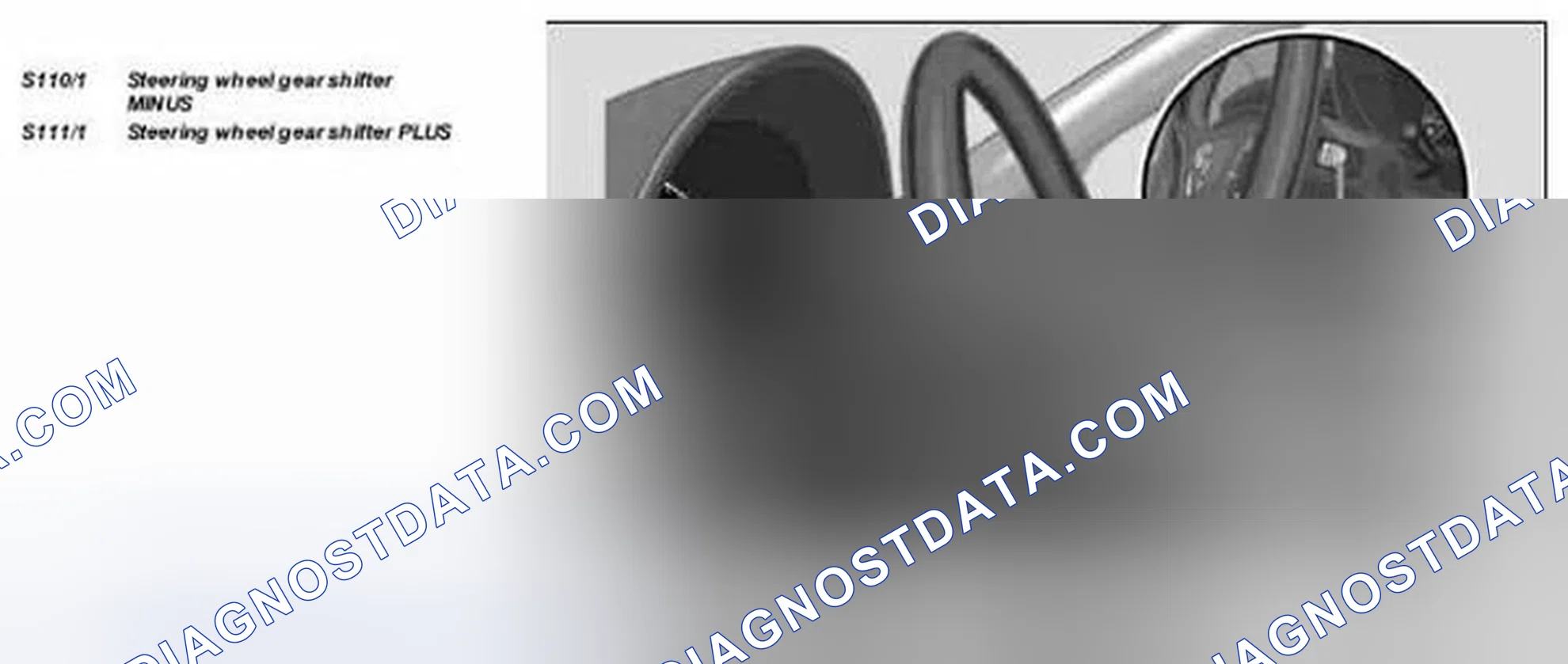 Scheme 62: Identifying Steering Wheel Gear Shifter (Transmission 722.6) - Shown On Model 203