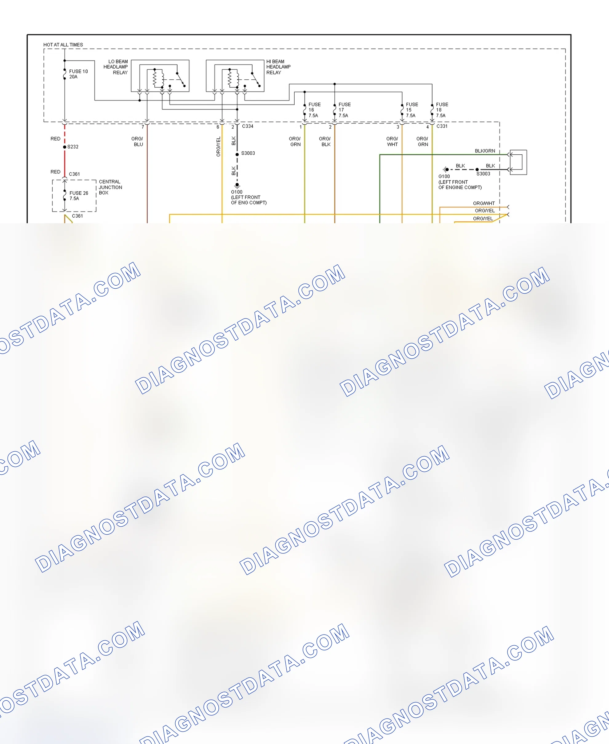 Scheme 3: Headlight System Wiring Diagram (Contour & Mystique - Highline)