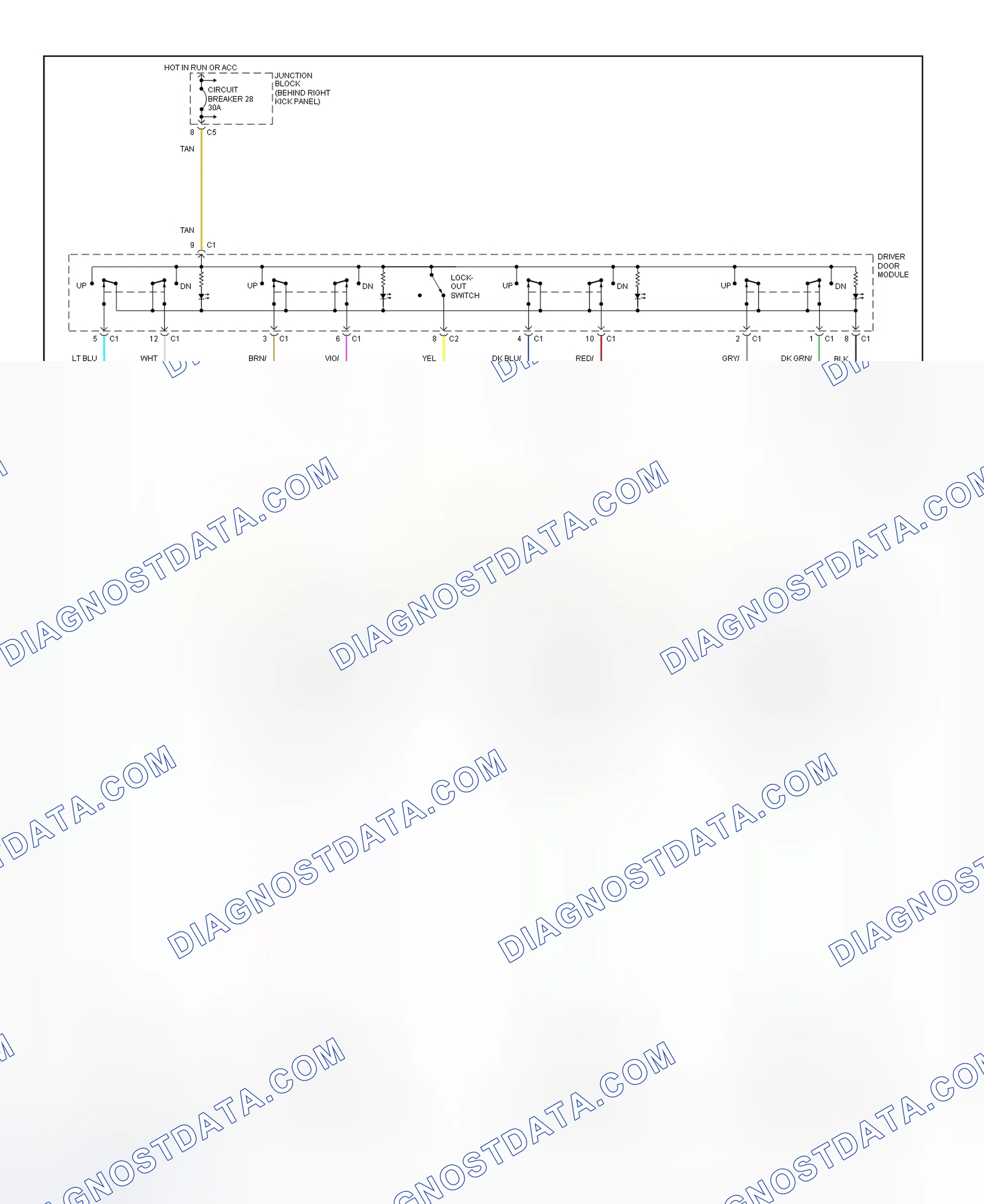 Scheme 4: Power Window System Wiring Diagram (Cherokee)