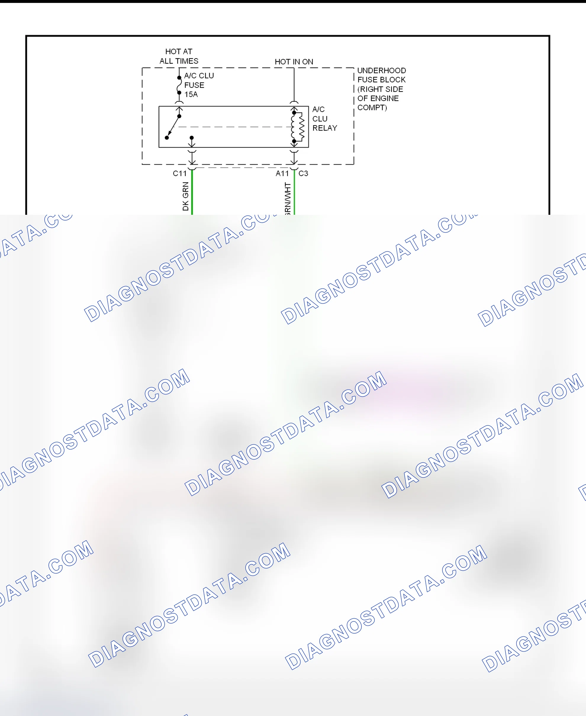 Scheme 38: A/C Compressor Clutch Control Circuit Wiring Diagram (2001 Aurora)