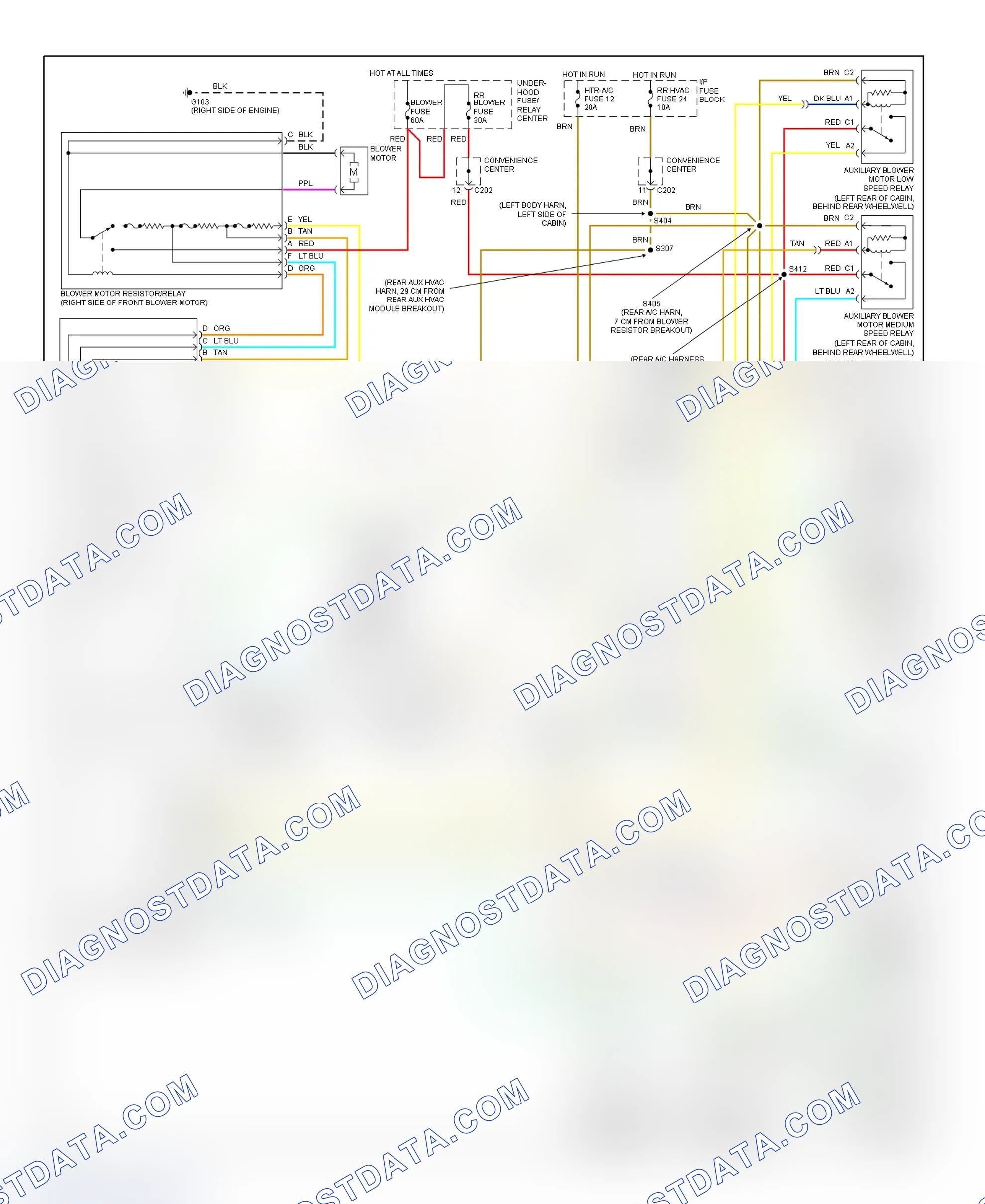 Scheme 14: Manual A/C-Heater System Wiring Diagram ("G" 1500/3500, Express & Savana - Cargo Van - Except Diesel)