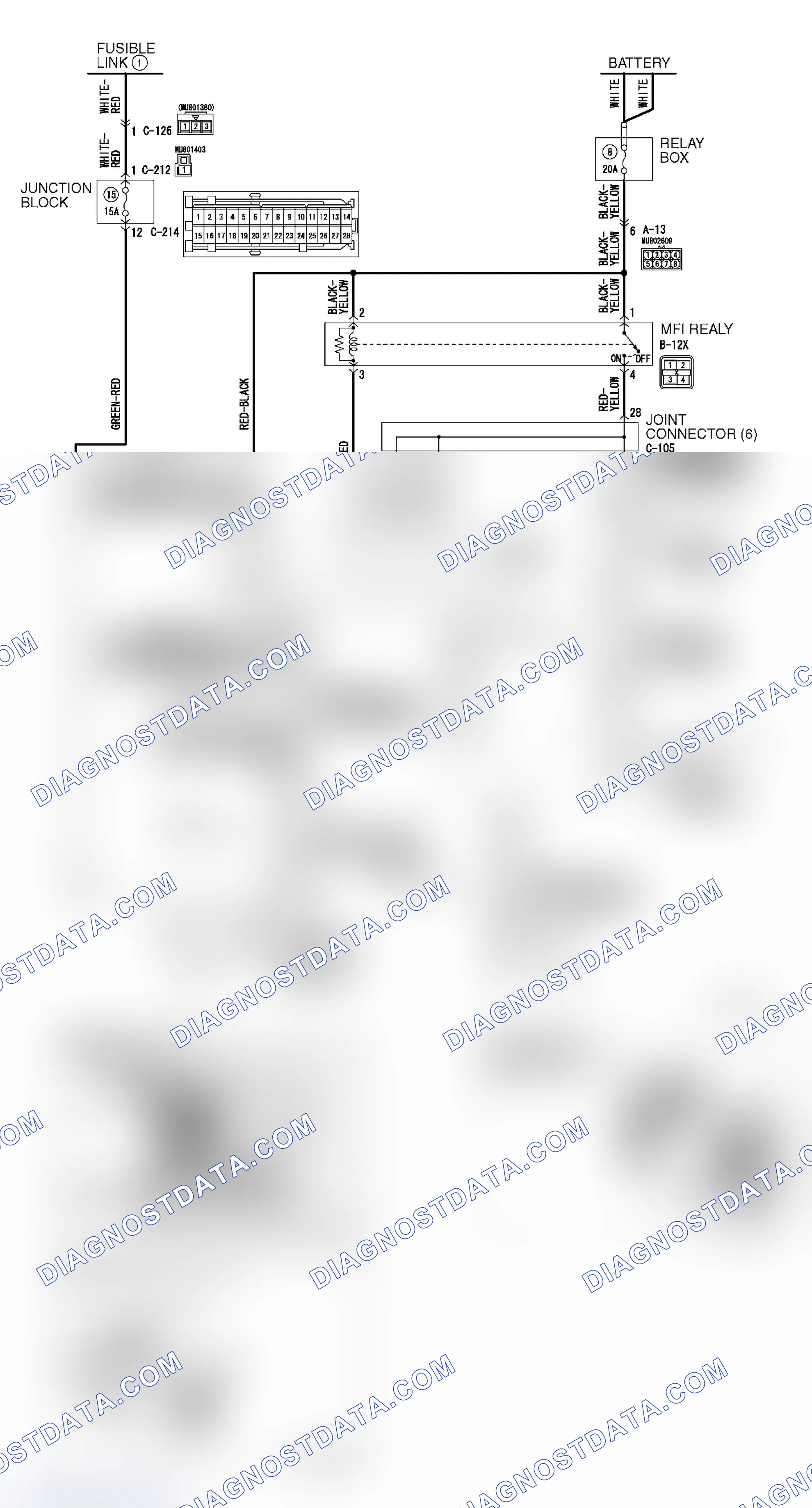 Scheme 204: INSPECTION PROCEDURE 1: Communication with Scan Tool MB991958 is Impossible.