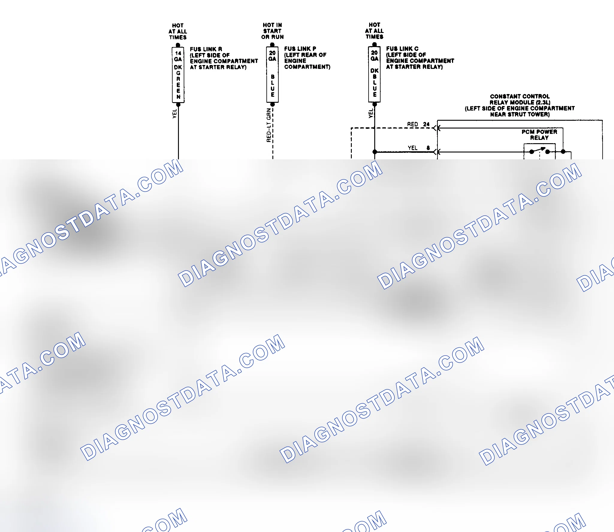 Scheme 13: Electric Cooling Fan Wiring Diagram (Tempo 2.3L & Topaz 2.3L)