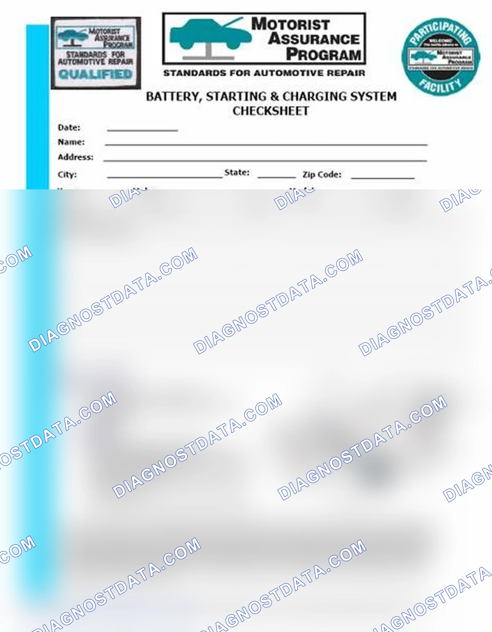 Scheme 3: Battery, Starting & Charging System Checksheet (1 Of 2)