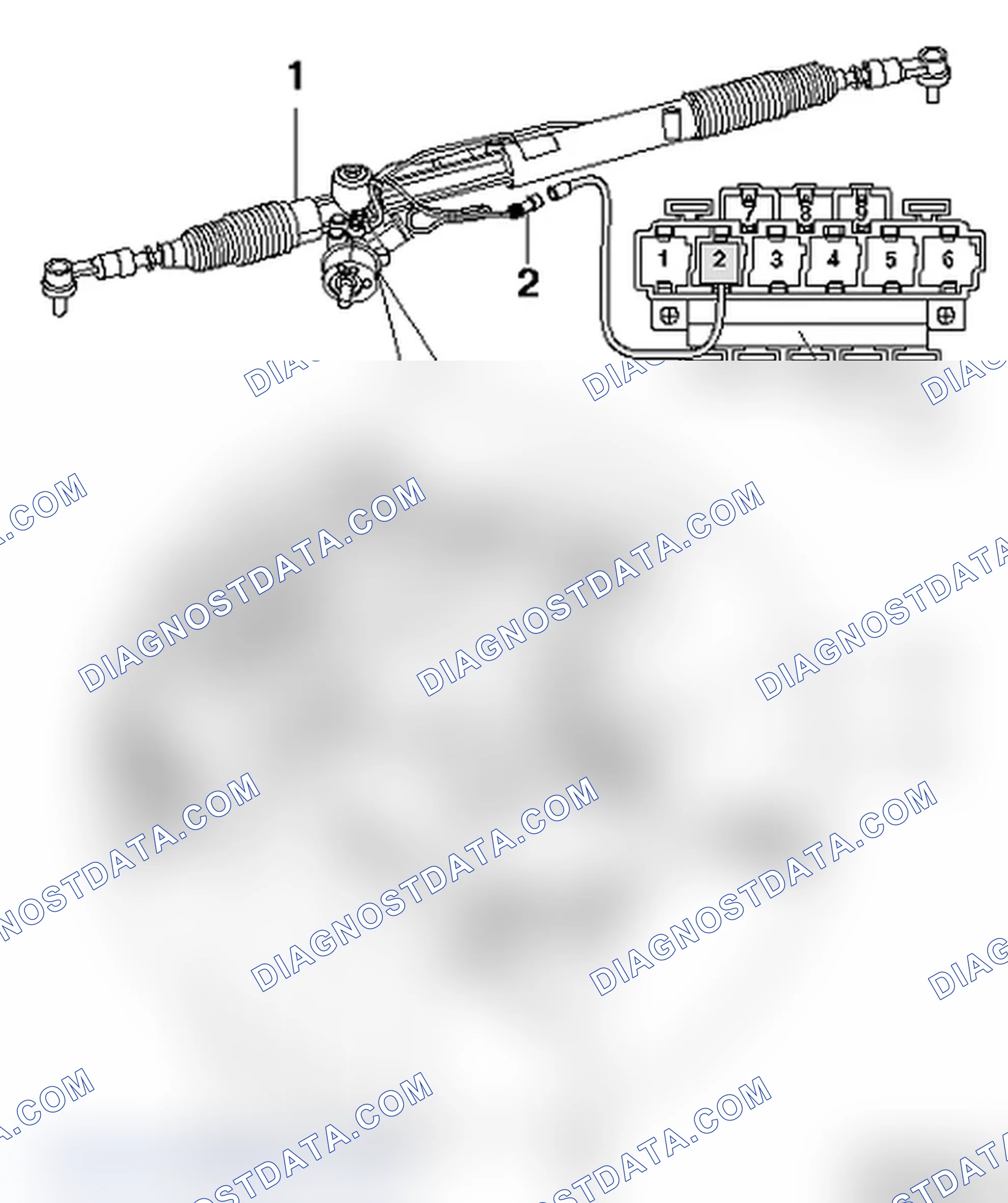 Scheme 324: Servotronic steering gear, assembly overview