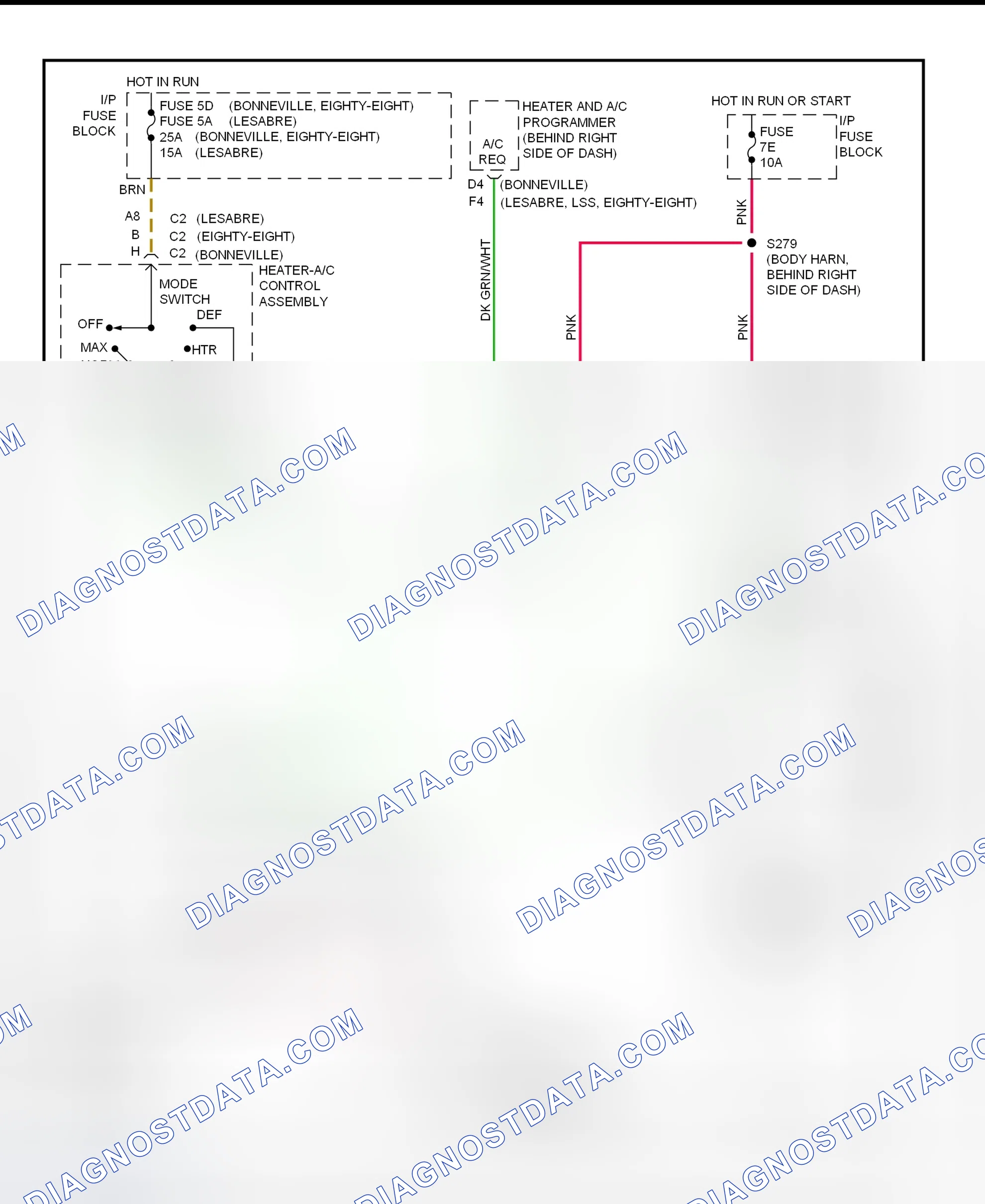 Scheme 5: A/C Compressor Clutch Control Circuit Wiring Diagram (Bonneville, Eighty Eight, LeSabre & LSS)