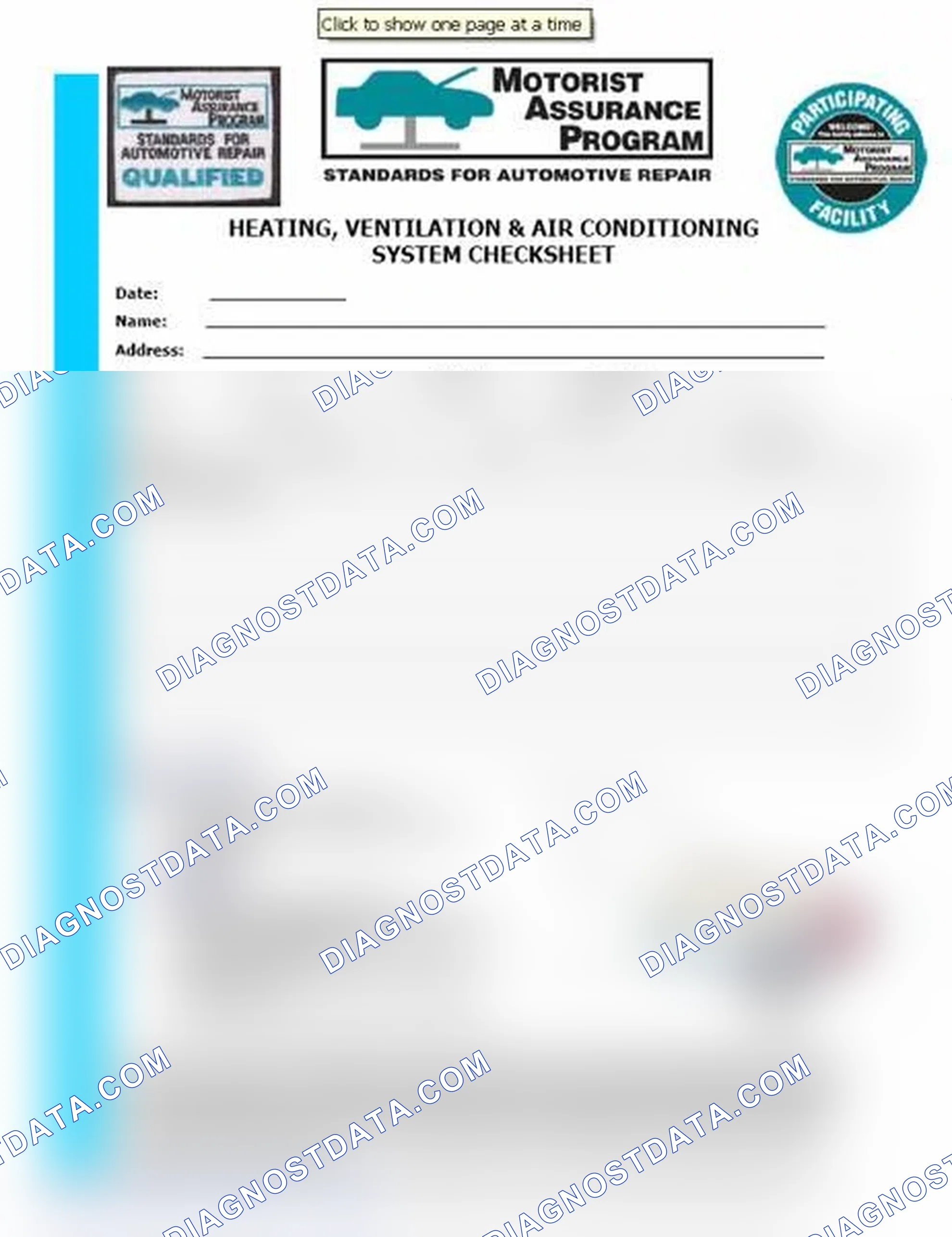 Scheme 15: Heating, Ventilation & Air Conditioning System Checksheet (1 Of 2)