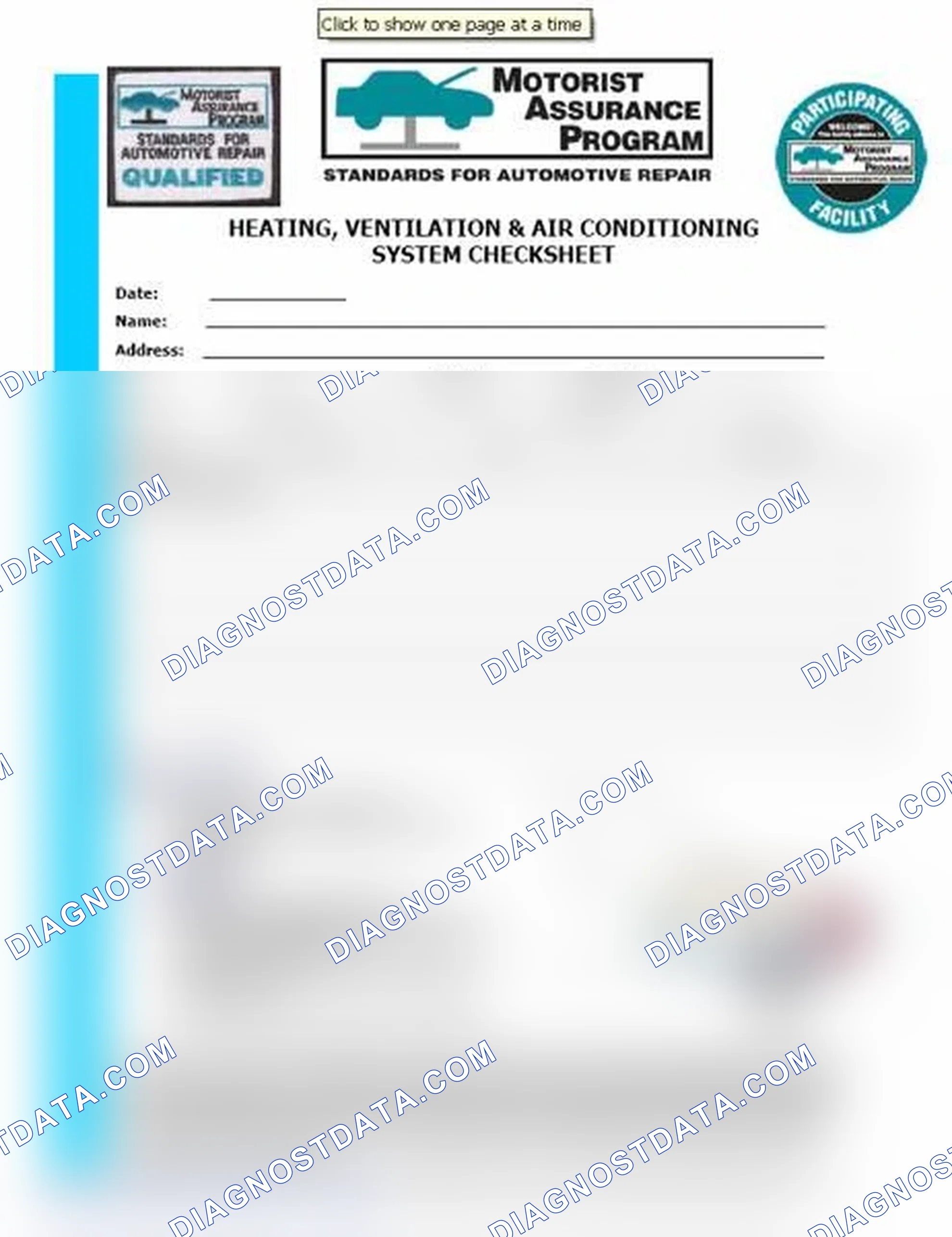 Scheme 15: Heating, Ventilation & Air Conditioning System Checksheet (1 Of 2)