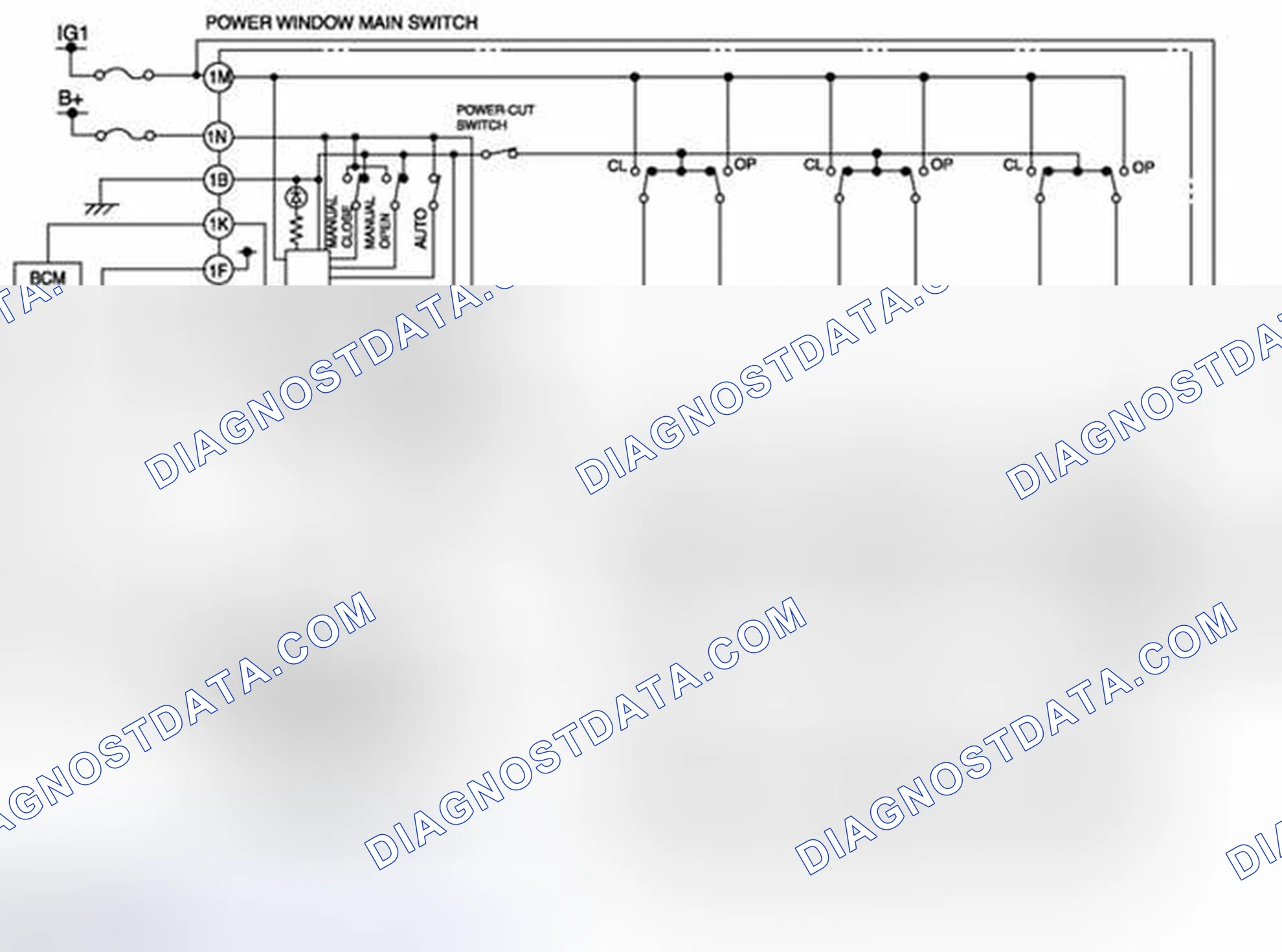 Scheme 1: Power Window System Wiring Diagram