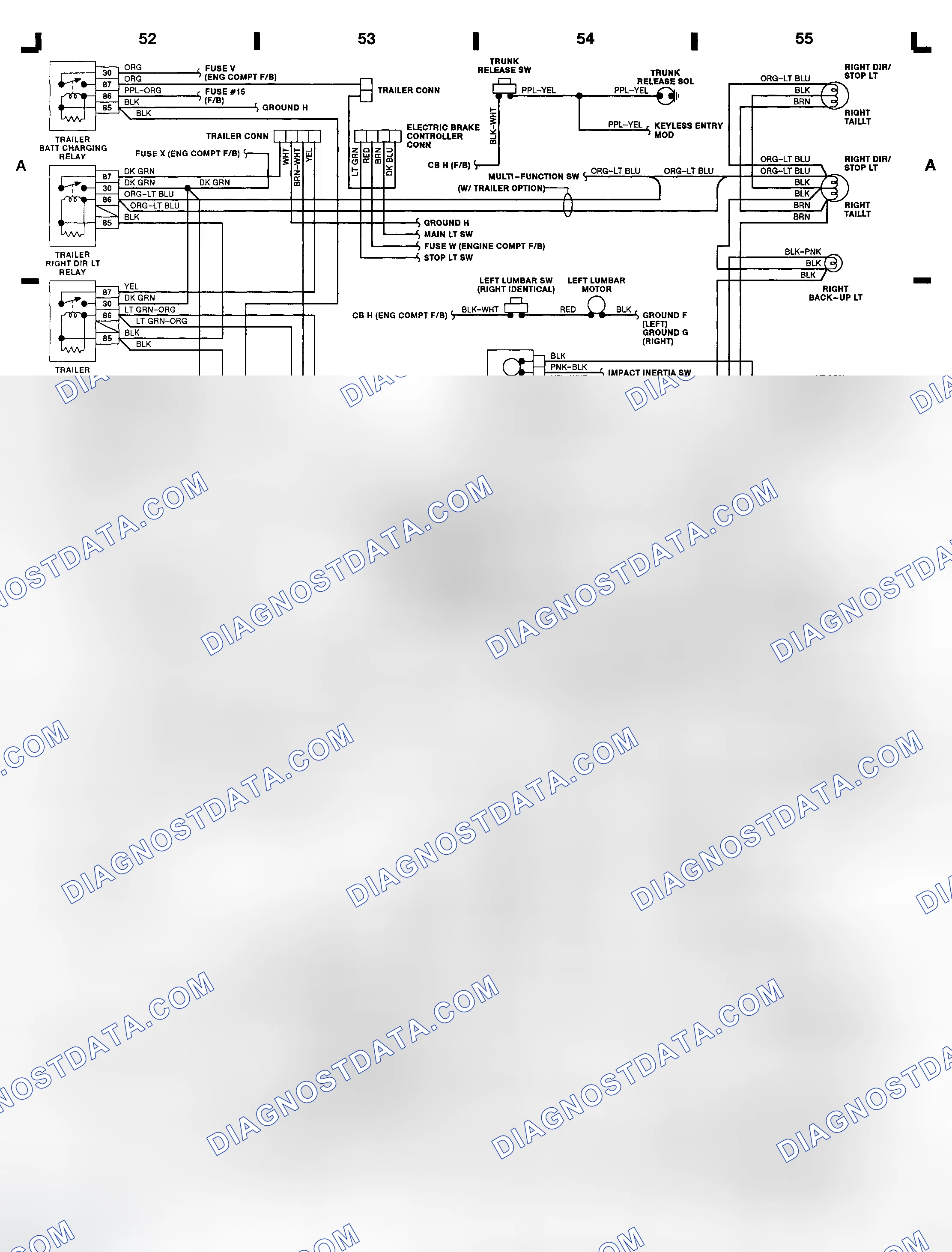 Scheme 12: Power Mirror Switch - Town Car (Grid D-E 52-54)