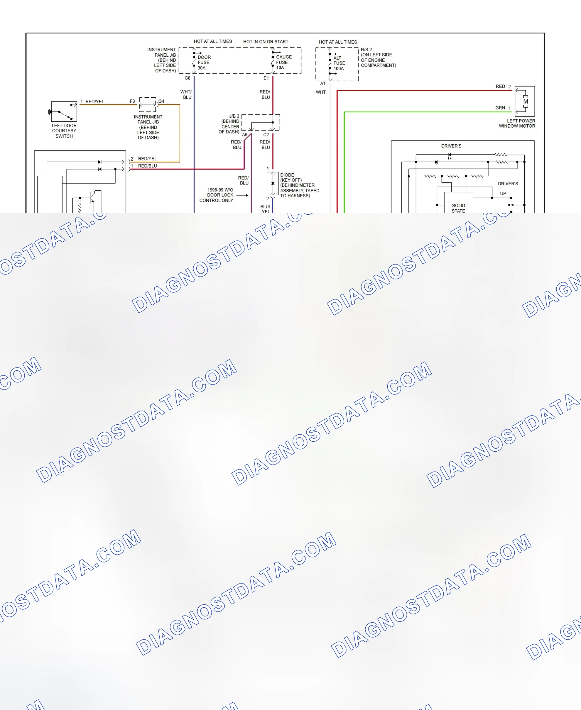 Scheme 8: Power Window System Wiring Diagram (Celica)