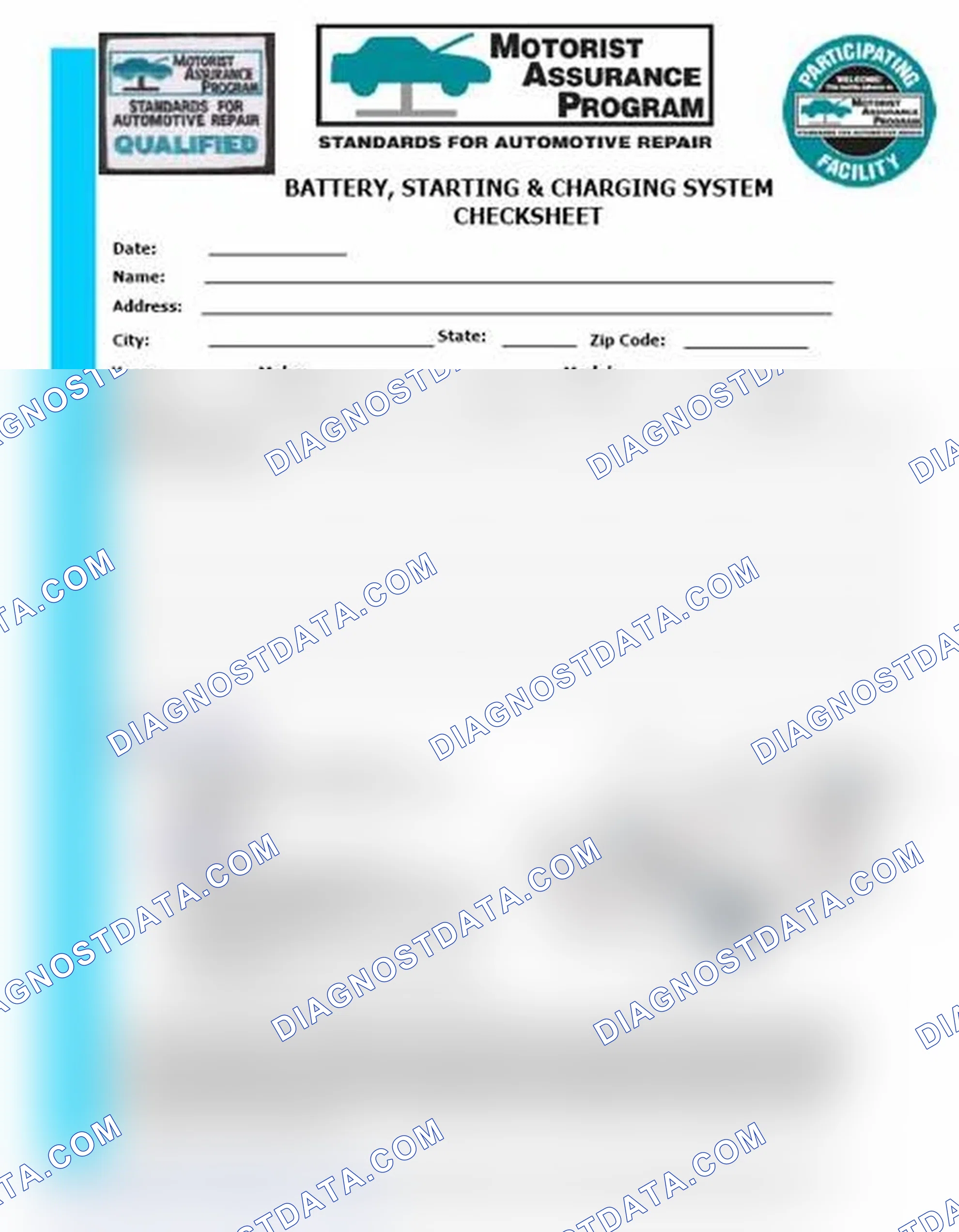 Scheme 3: Battery, Starting & Charging System Checksheet (1 Of 2)